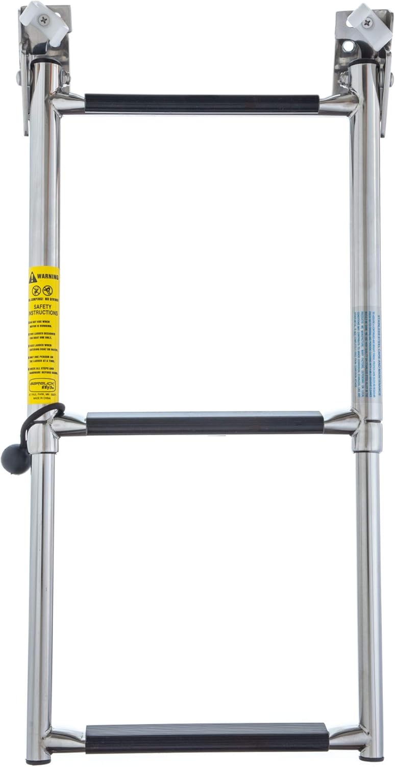 Attwood Telescoping Transom Ladder, 3 Steps, Silver,12 inches Wide, 19683