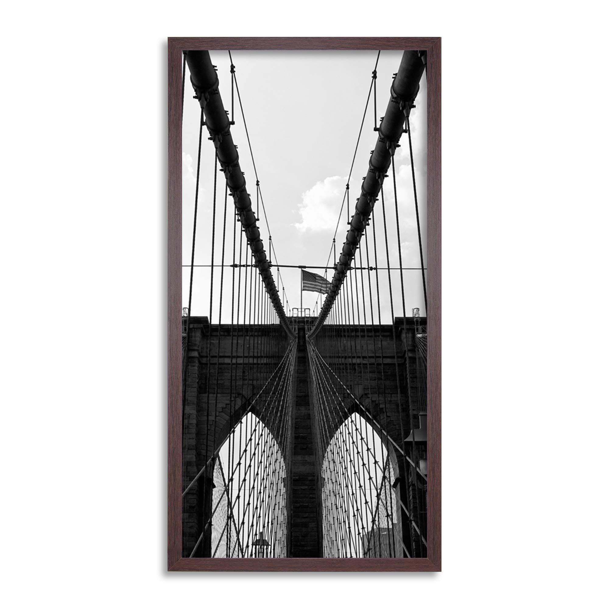 Wee Blue Coo Brooklyn Bridge New York City Architecture Long Panel Framed Wall Art Print