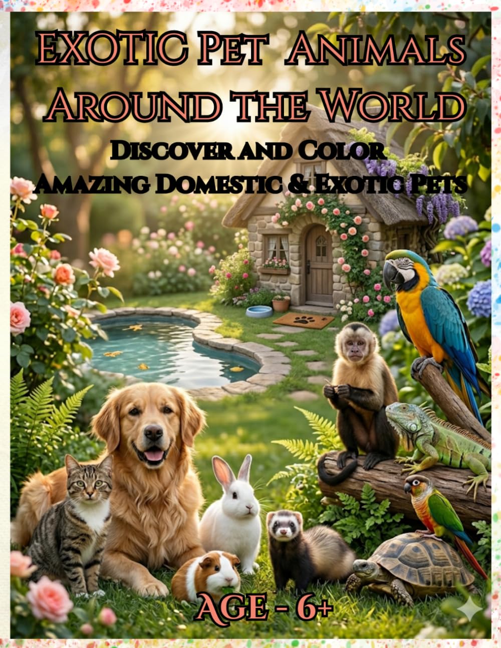 Pet Animals Around the World !: Discover and Color Amazing Domestic & Exotic Pets