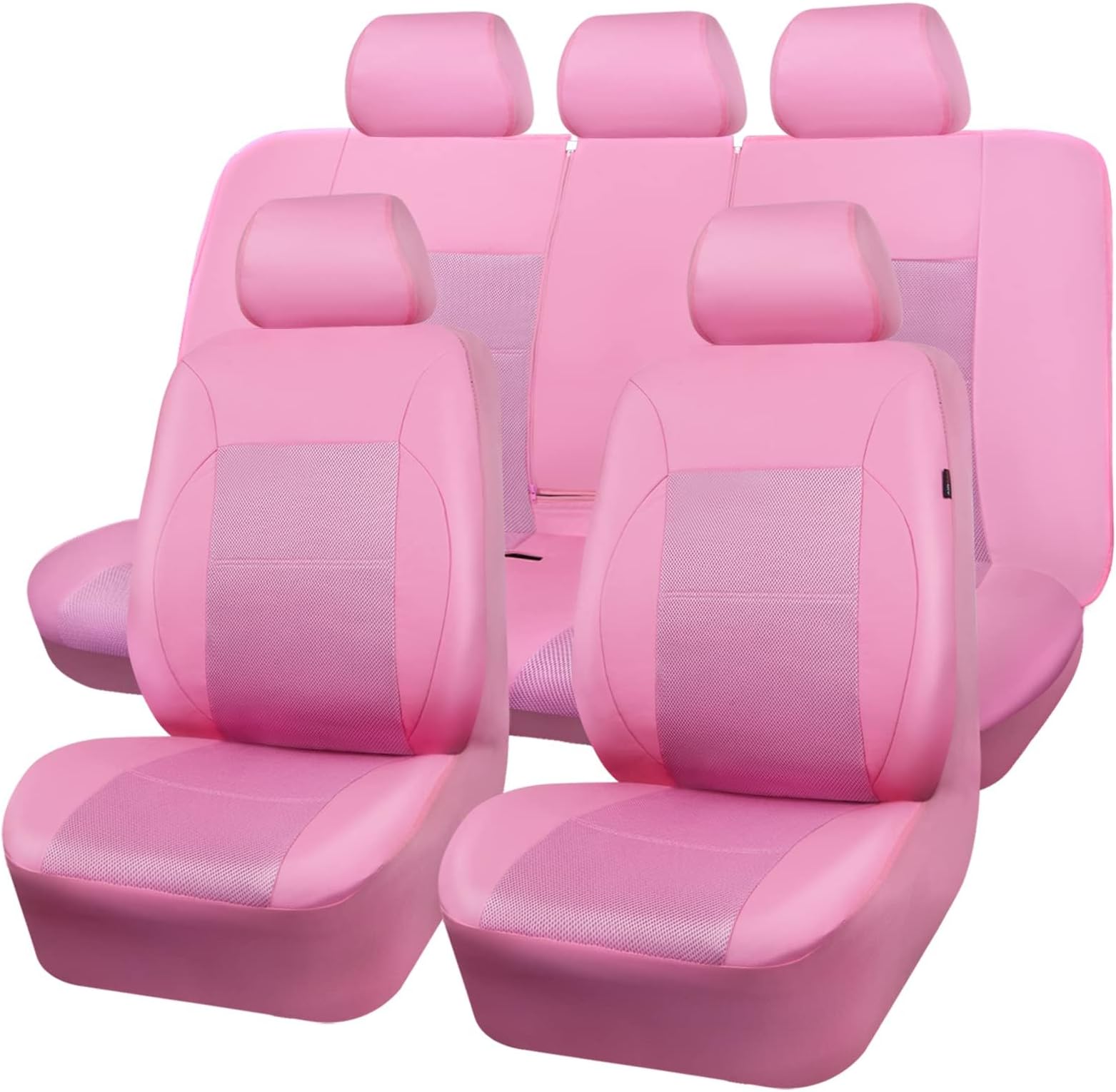 CAR PASS Pink Leather Seat Cover Automotive Breathable Universal Car Seat Cover Set Package-Super 5mm Sponge Inside,Airbag Compatible, Interior Cover Cute for Women Car Truck Van All Pink
