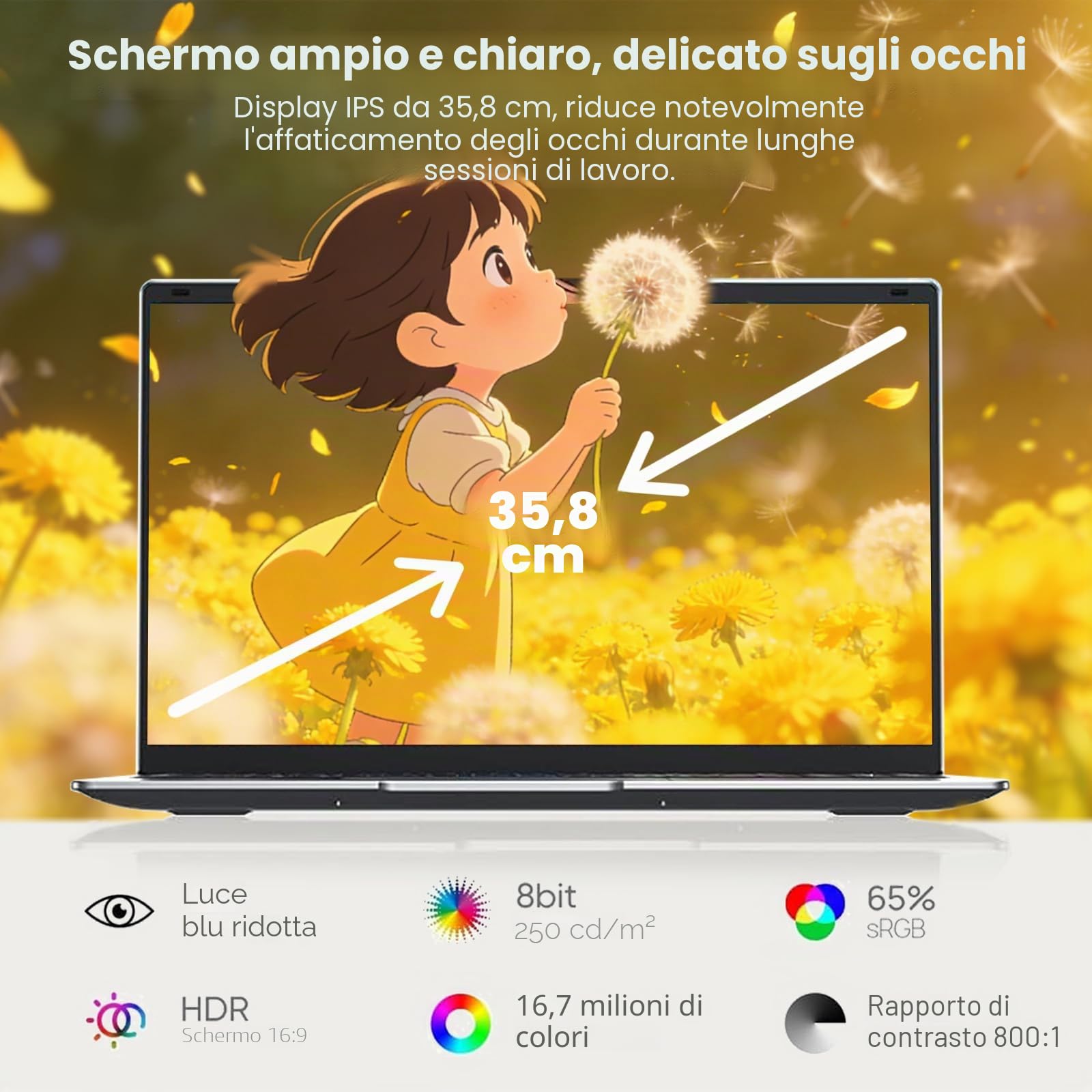 Kayoote 2026 Laptop da 14,1 Pollici, Computer portatile, Portatile 8 GB RAM 128 GB SSD, Pentium N3710, Display HD Notebook Laptop, 180°Chiusura Aperta, 4000 mAh, WiFi5, Supports TF Cards