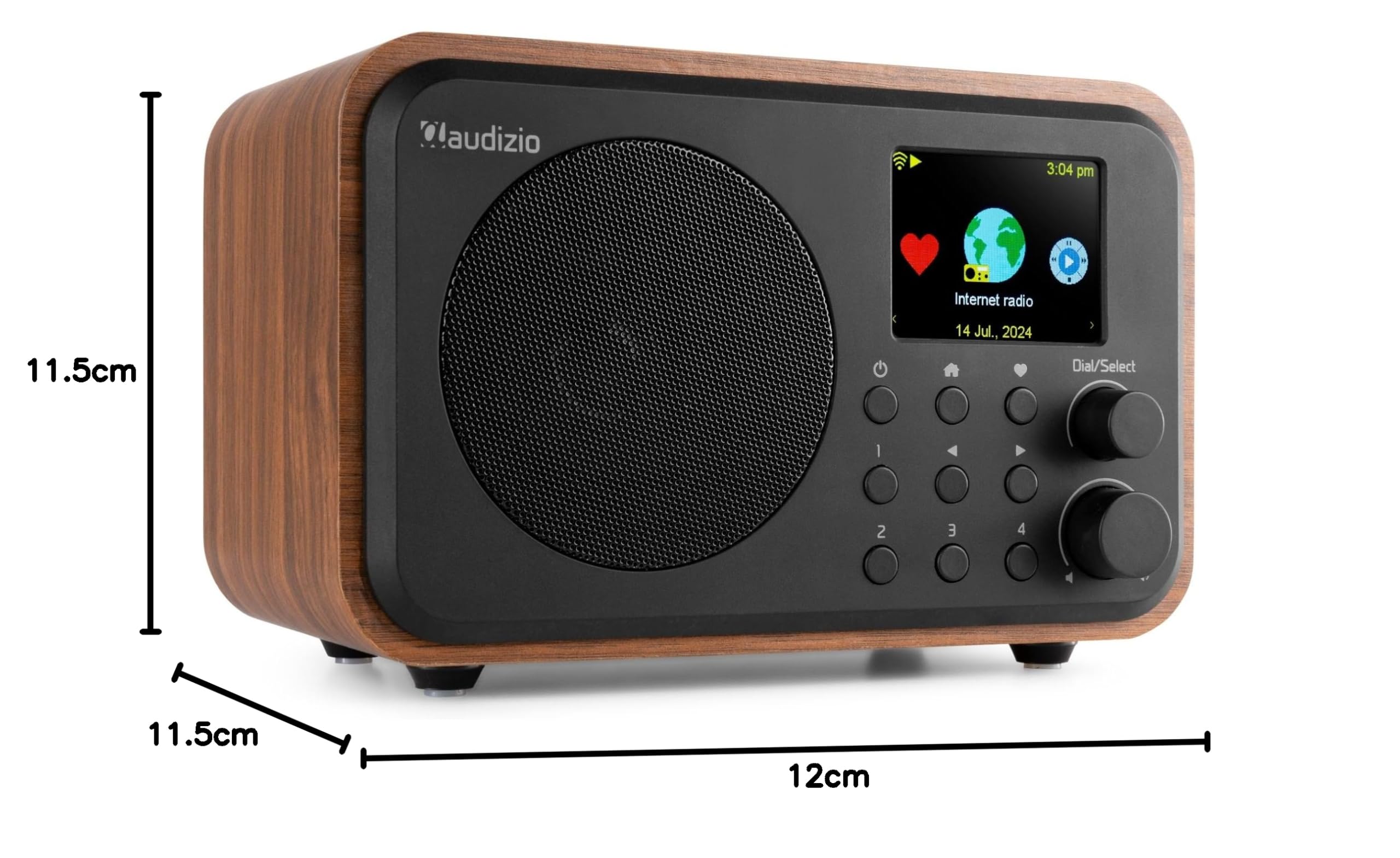 Audizio Vicenza Radio Internet WiFi Bluetooth Antenne Télescopique Batterie Bois Foncé, Radio Dab/FM, 32000 Stations Internet, Autonomie 10H