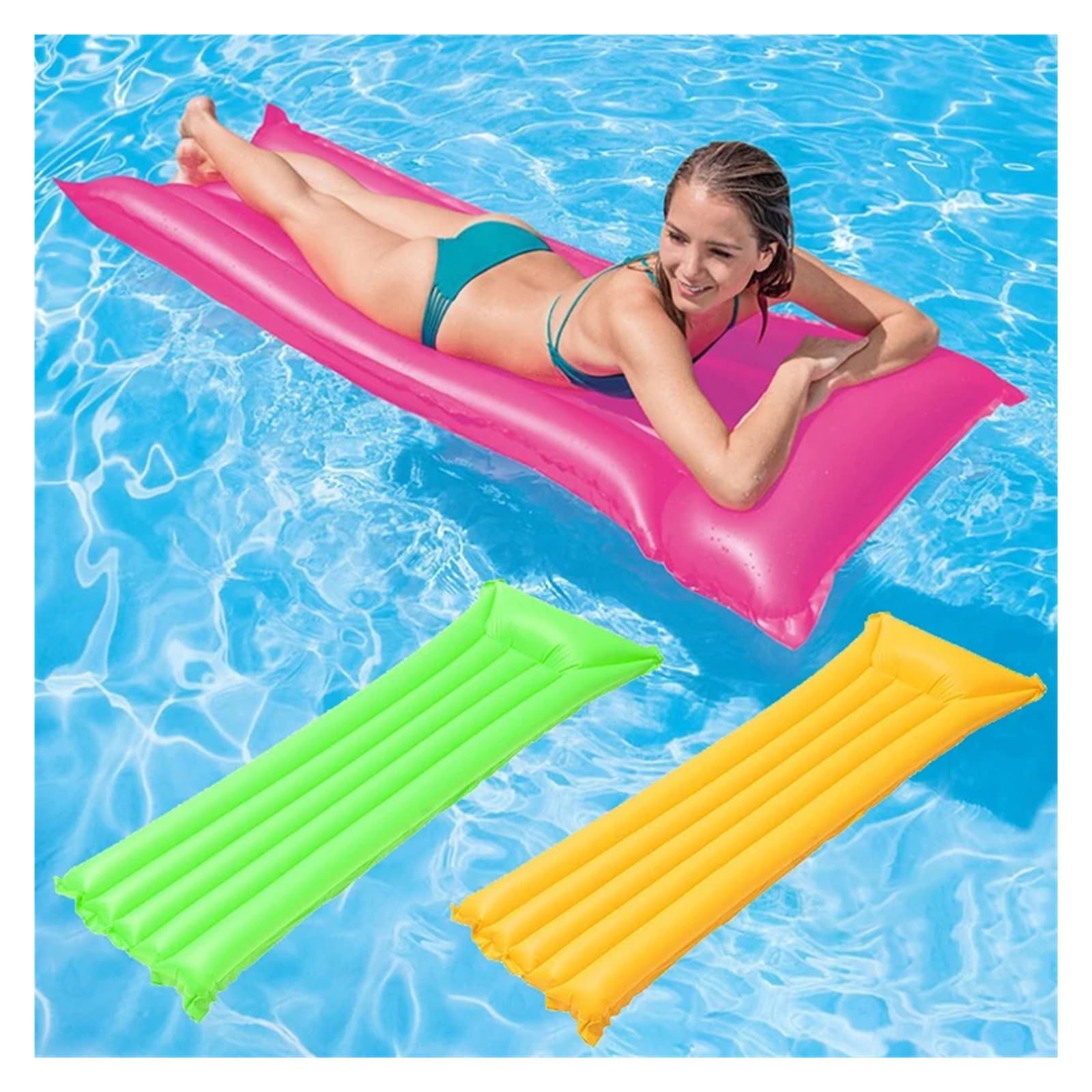 Luftmatratze Wasser Aufblasbare Schwimmmatratze for den Pool, Schwimmreifen, Wasserliege, Wasserhängematte, Schwimmring, Pool-Strand-Schwimmring(Yellow)