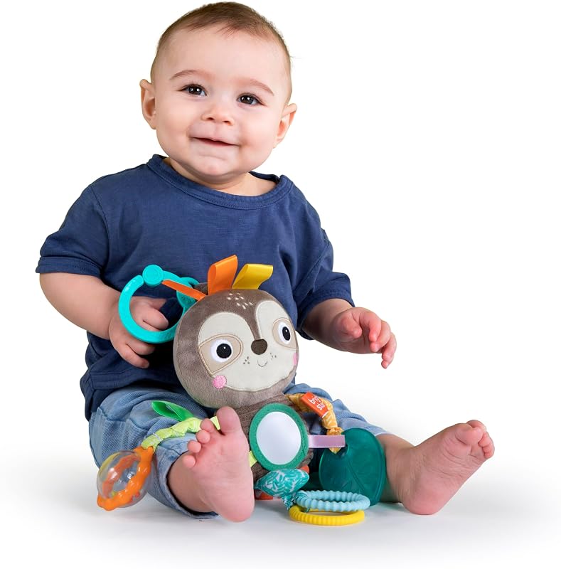 Juguete para bebé sin BPA para llevar con los amigos juguetones de peluche perezoso, edad de recién nacido+