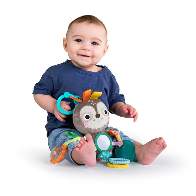 Bright Starts, Peluche Perezoso Amigos Juguetones para Llevar en Cochecito, Sin BPA, Recién Nacido +