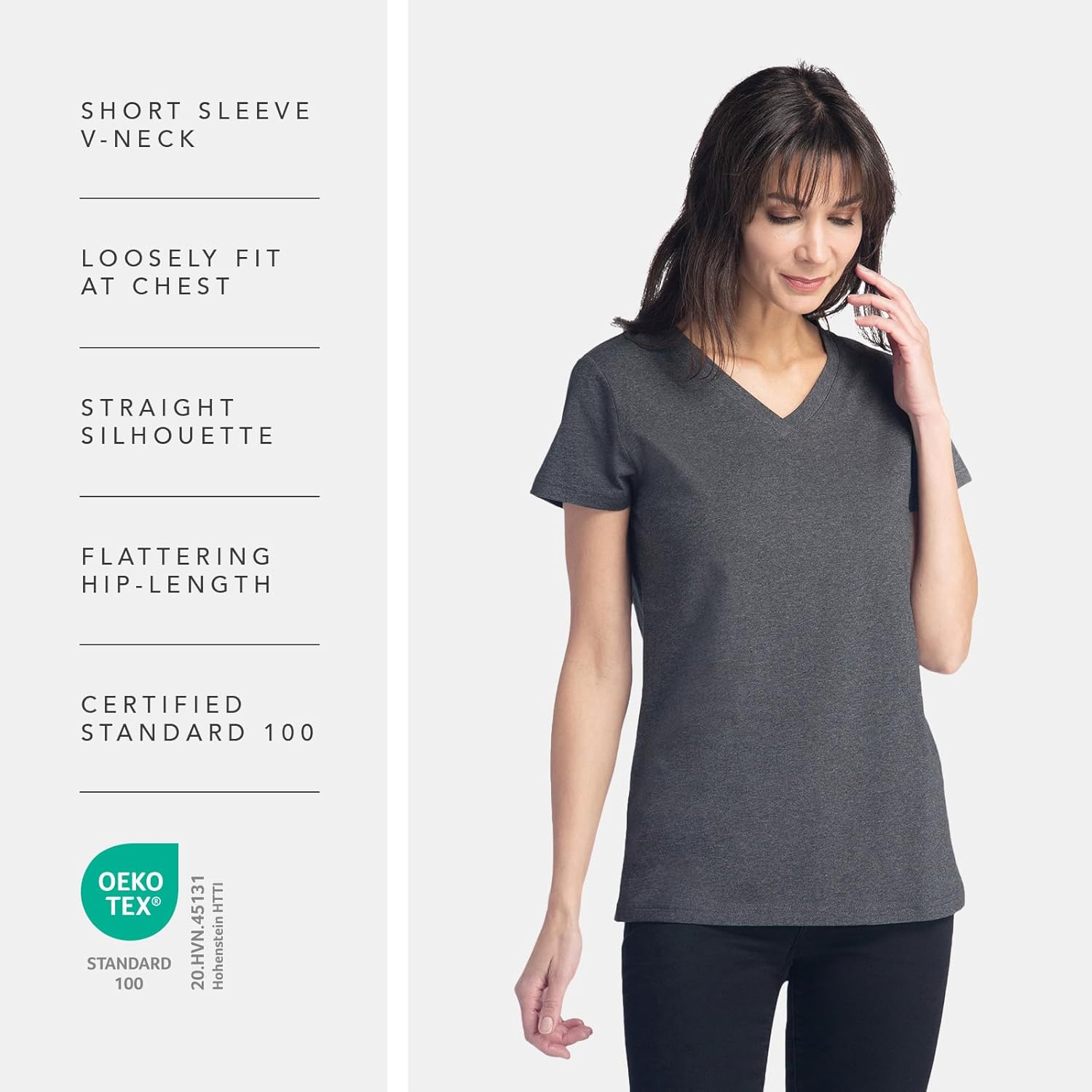 Fishers Finery Women's Ecofabric Short Sleeve Classic Fit V Neck Tee - Image 3