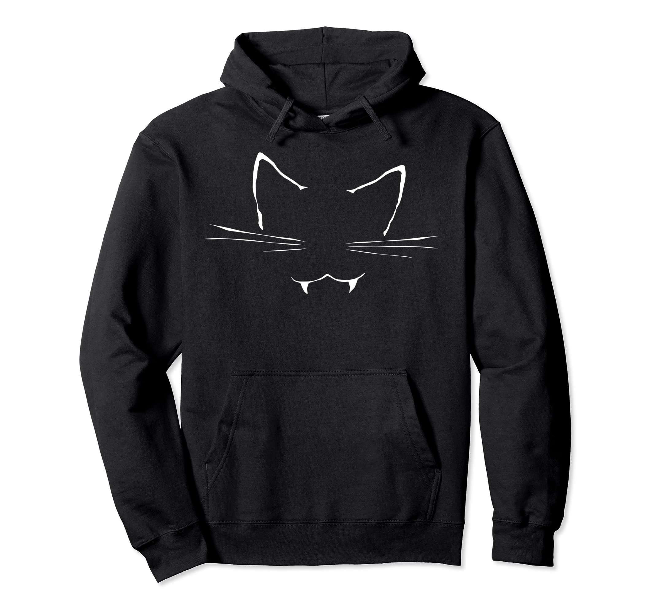 Teefies- Funny Cute Cat Face with Halloween Vampire Fangs Pullover Hoodie