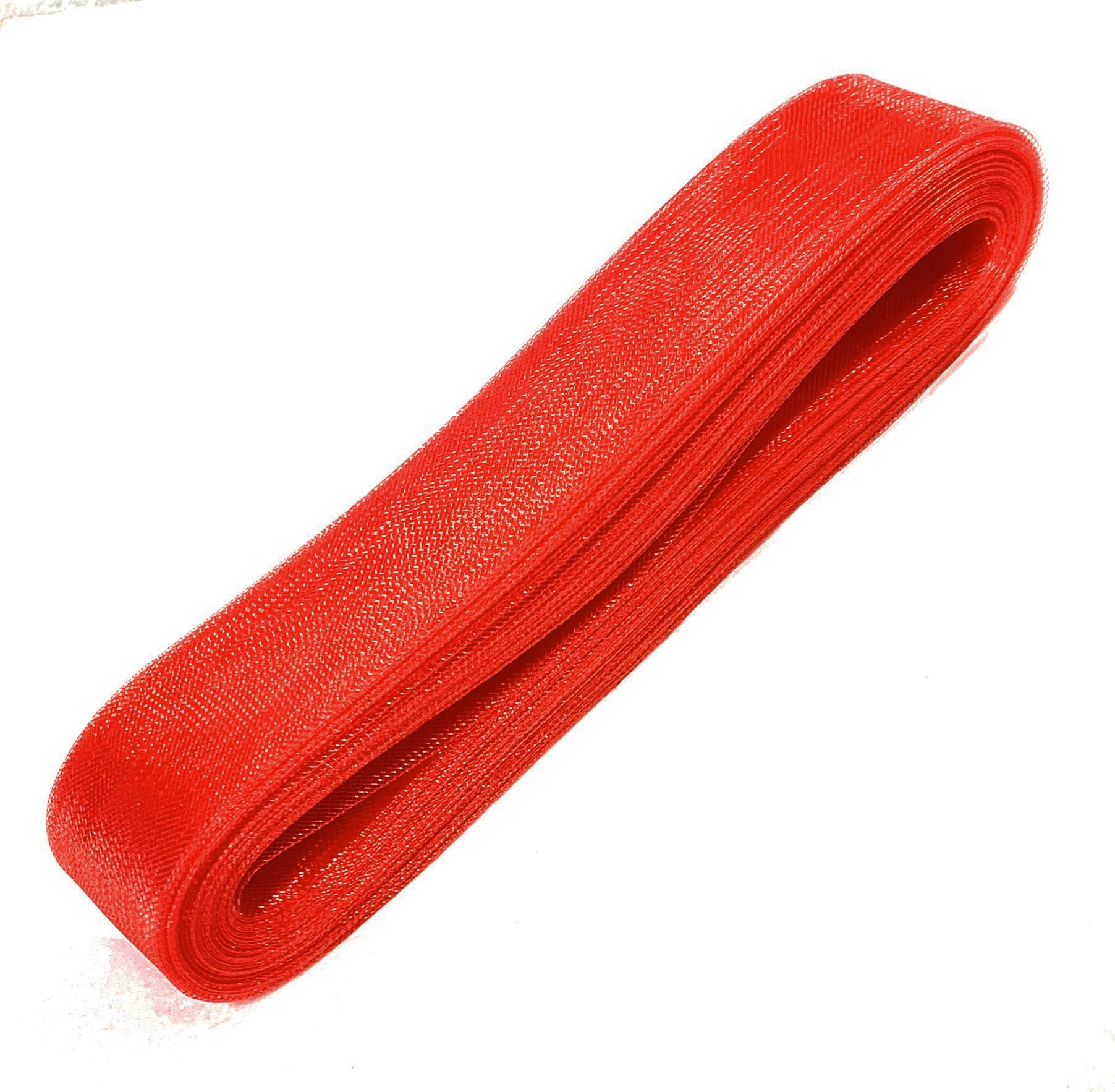 A Roll of 20m Polyester Stiff Horsehair Braid Mesh Netting Ribbons for Hem Boning Sewing Millinery Crinoline CRIN Fascinator Making Trimmings - 5cm Wide (Red)