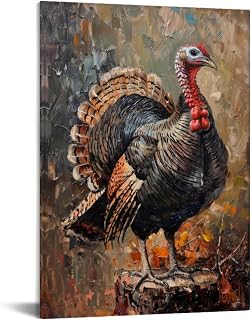shopcozy Home Canvas Art Prints Turkey On A Rock Painting Party Living Room Bedroom Wall Decor Halloween Wall Art