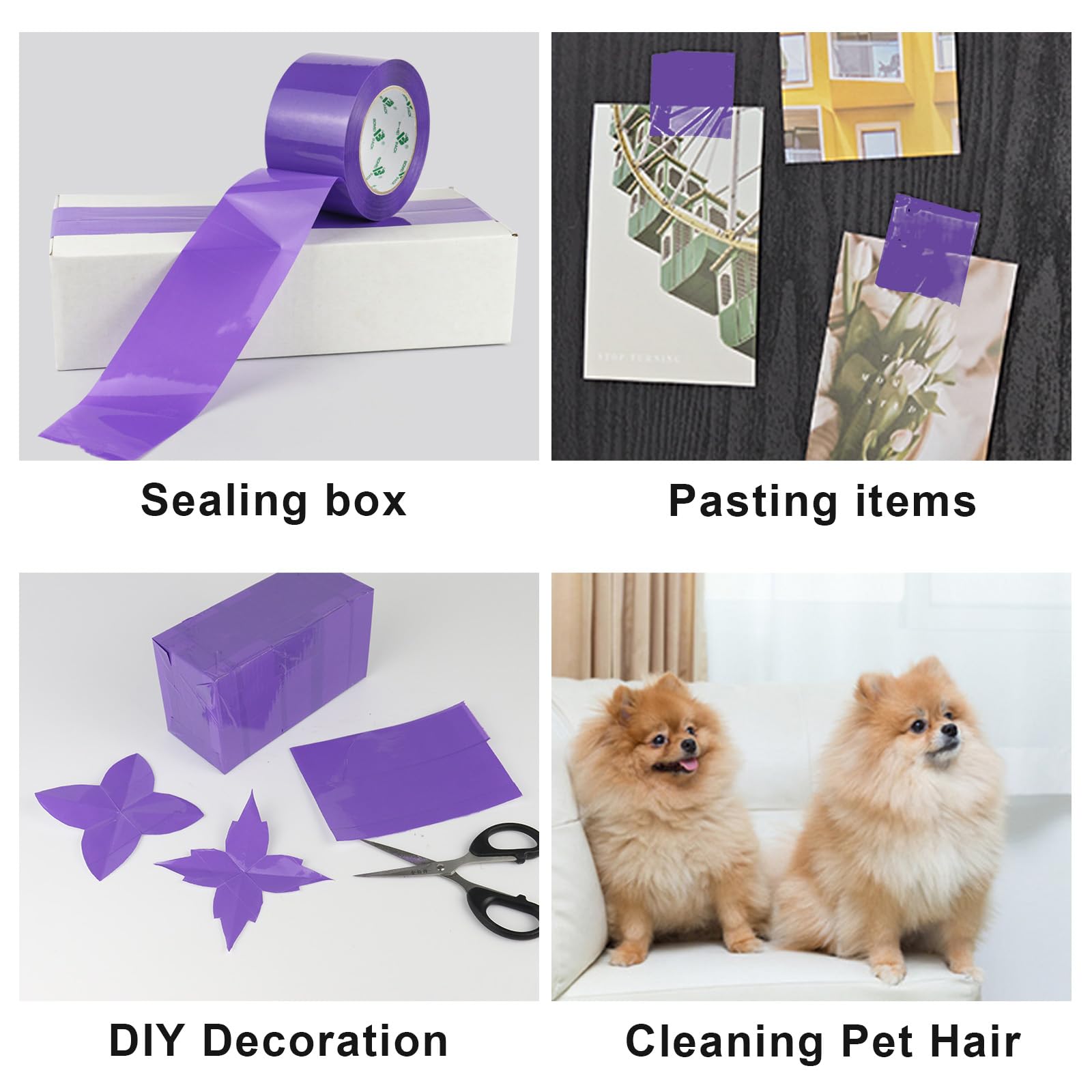 BOMEI PACK Cinta de embalaje morada de 3 pulgadas de ancho, 6 rollos de repuesto de cinta de envío de color morado para embalaje, mudanza y almacenamiento, 2.4 mil x 110 yardas, total 660 yardas