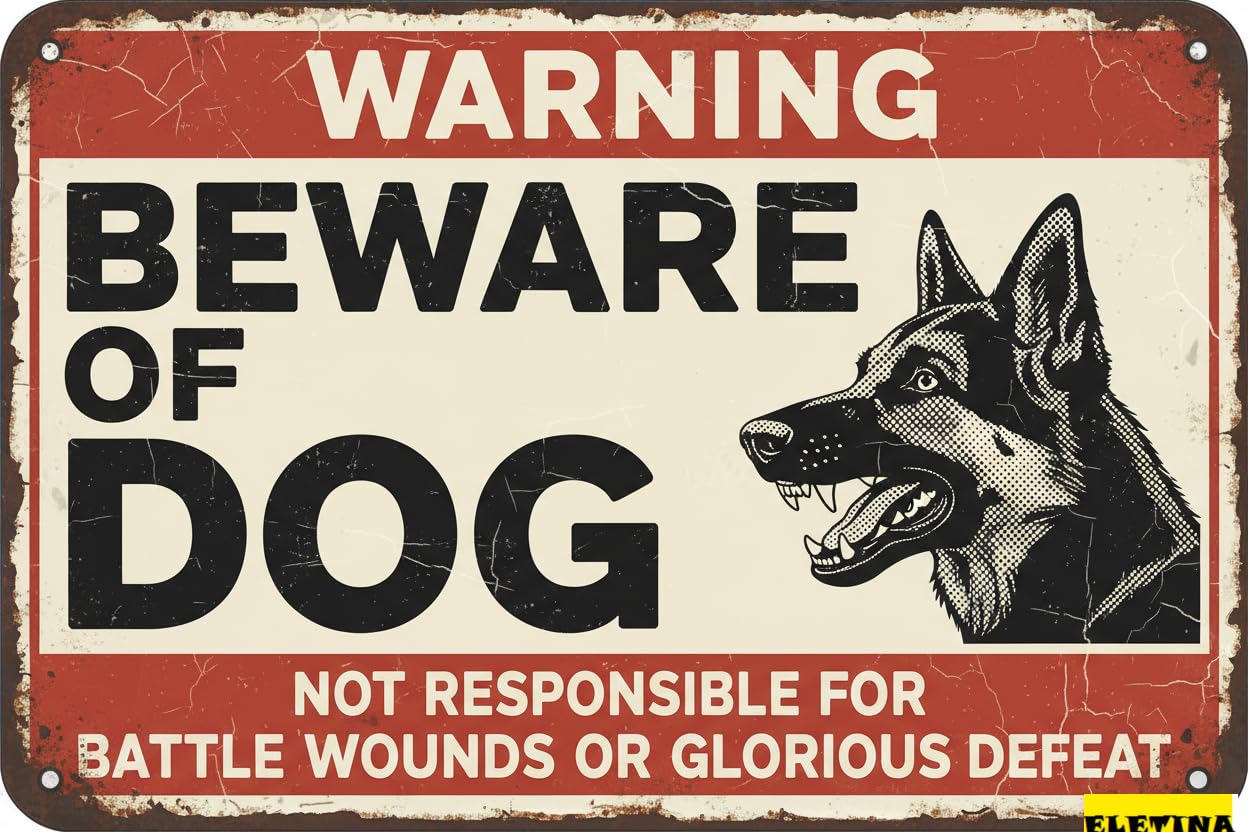 Vintage Metal Tin Sign for Man Cave Beware Of Dog Belgian Malinois Warning Beware Of Dog S Fence Outdoor Farm Garden Gate Home Yard Decor 8x12 Inch Private Property Decorative