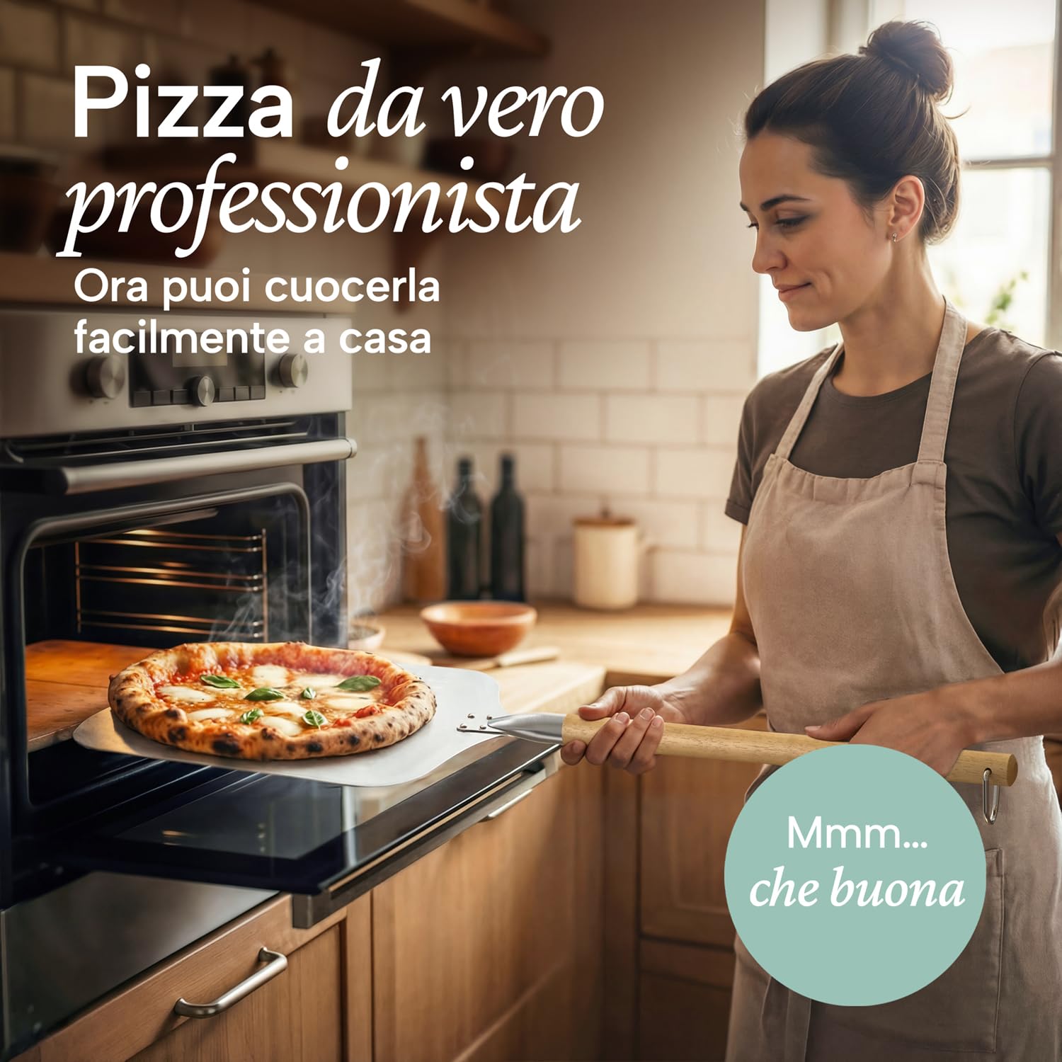 Blumtal Pala per Pizza Professionale - Pala Pizza - Paletta per Pizza - con Ampia Superficie in Alluminio 30,5cm x 30,5cm - Manico Rimovibile in legno lungo 85cm