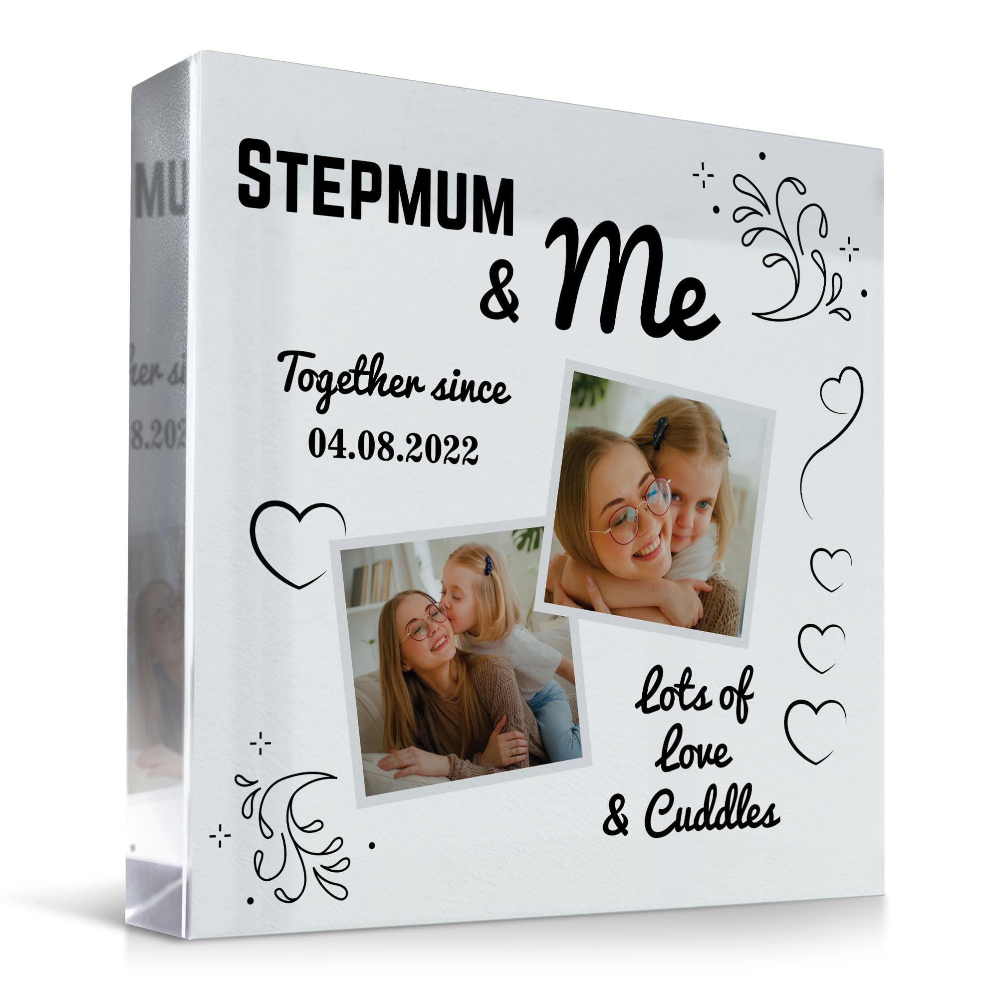 Red Ocean STEPMUM Gifts For Birthday Christmas Personalised Photo Block Stepmum And Me Plaque Novelty Stepmum Gifts From Daughter Son Gift For Her Step Mum Gift Idea Gift For Step Mum Special Keepsake