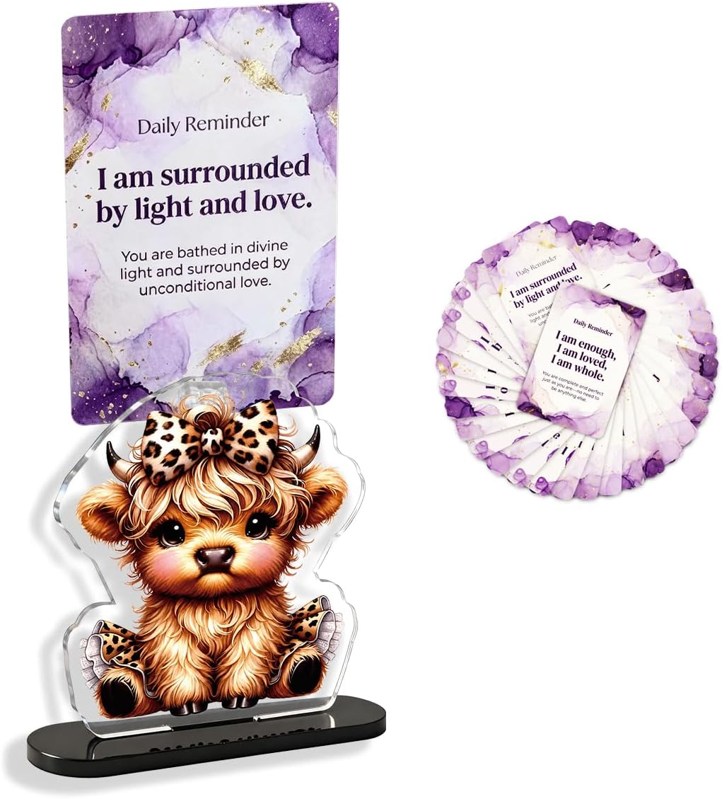 Desktop Memo Clips Holder with 36Pcs Inspirational Cards for Women, Office Accessories Desktop Message Office Home Decor or Gift for Women -0590