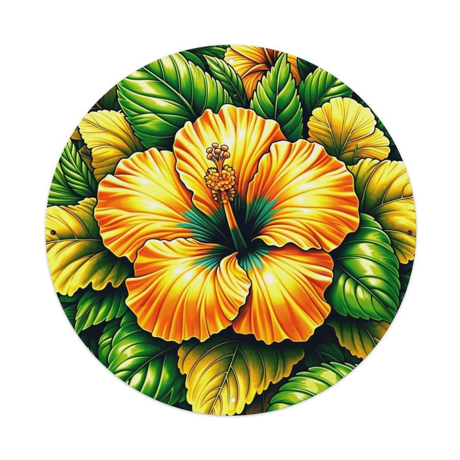 Tropical Flower Leaf Pattern Print Tin Sign Metal Poster Vintage Metal Signs for Home Man Cave Bar Cafe Kitchen laundry room Wall Decorations Gift 8x8Inch