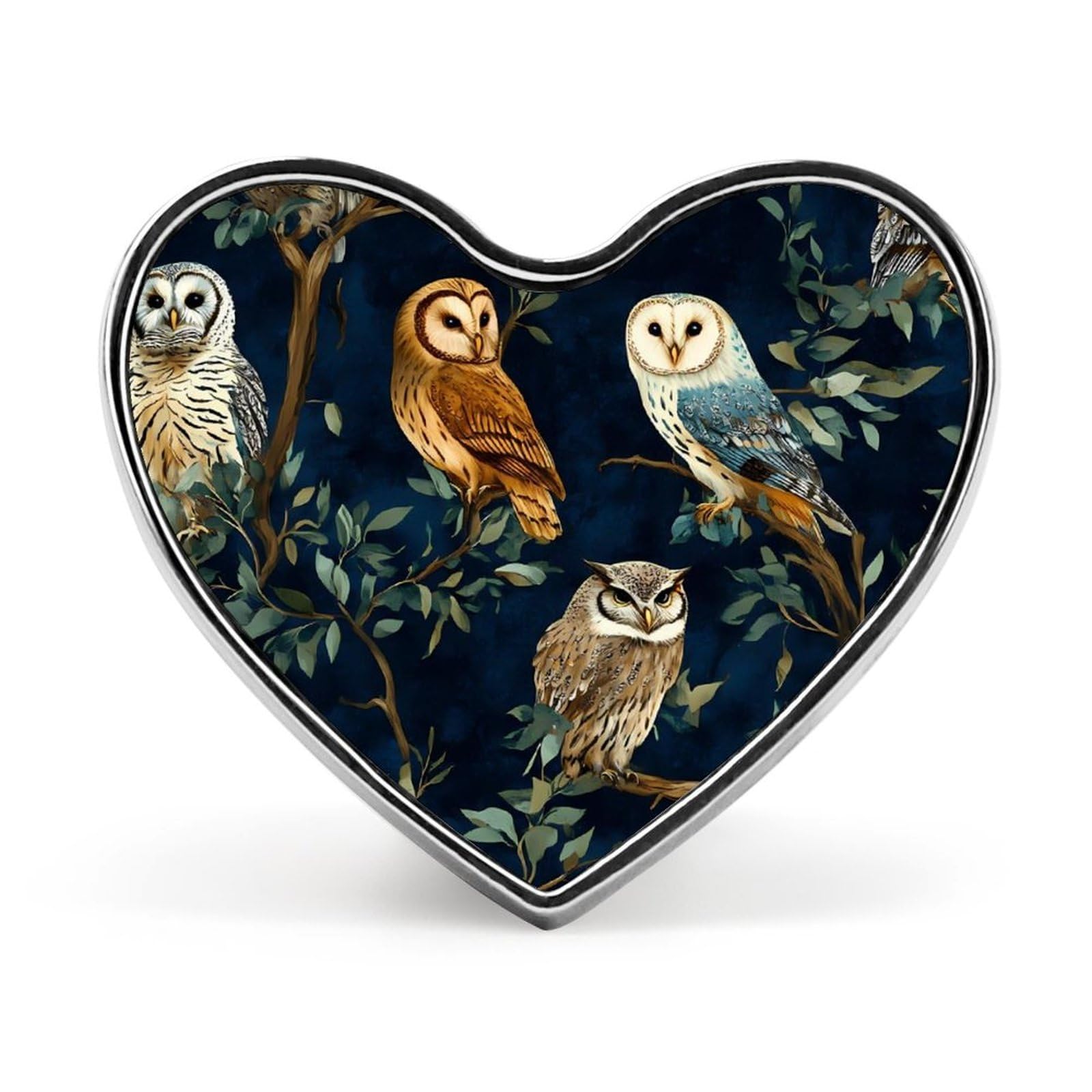 Owls on The Tree Enamel Lapel Pin Button Pins Brooch Heart Badge Funny Jewelry for Backpack Cloths Hats
