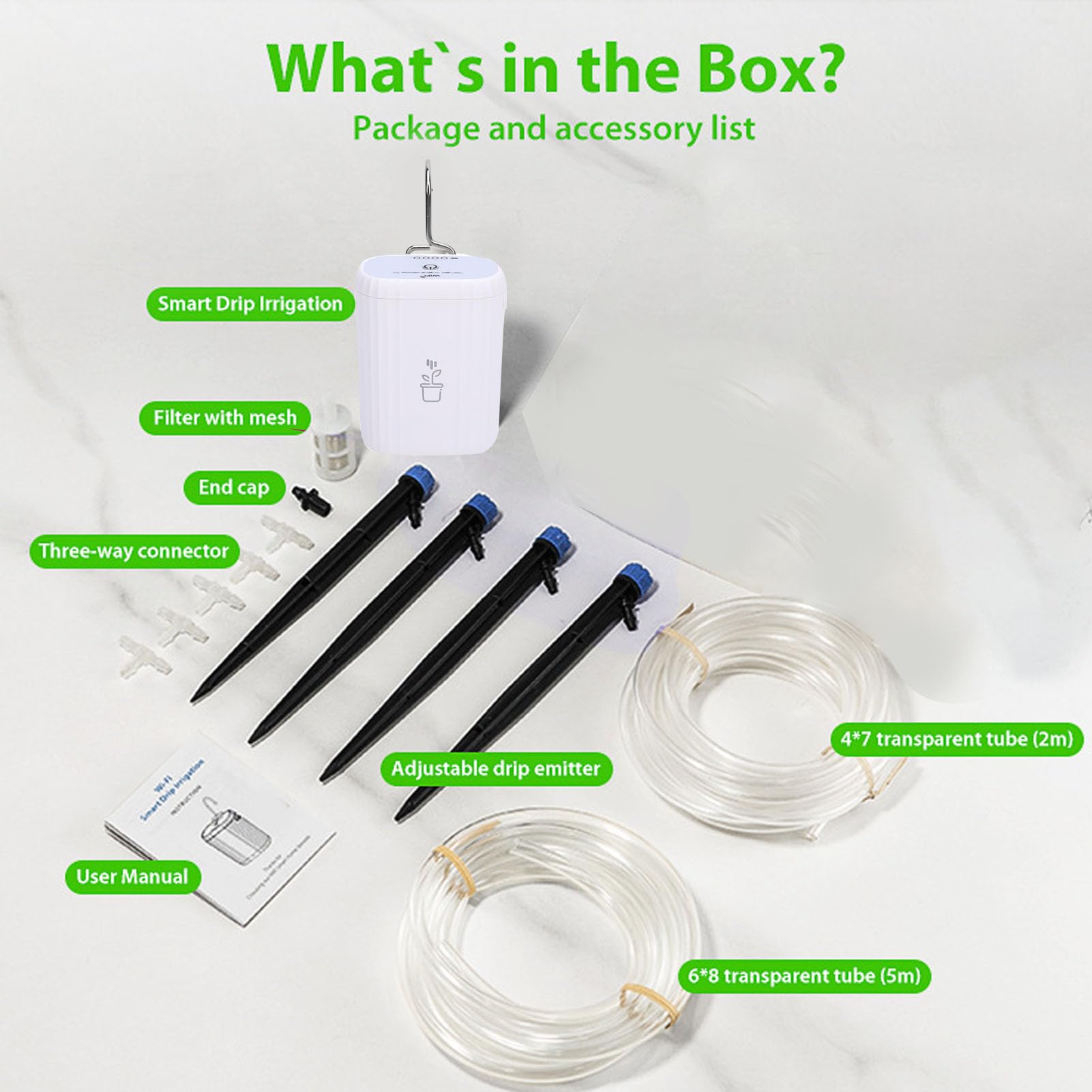 Kit di Irrigazione Automatica WiFi per Irrigazione a Goccia Intelligente 4 Piante in Vaso da Interni Telecomando Irrigatore in ABS Durevole