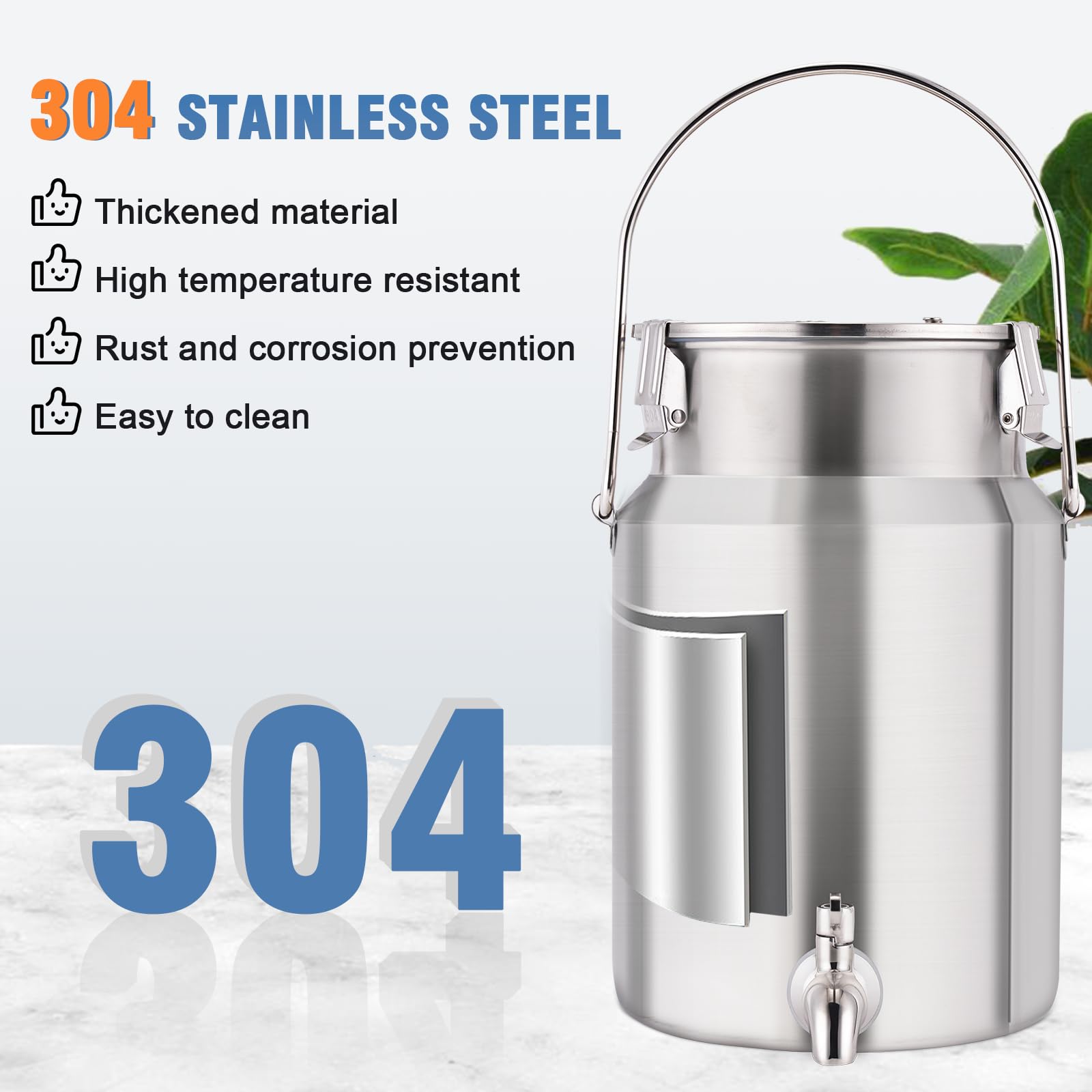 YUCHENGTECH Bidon à Lait en Acier Inoxydable 304 Seau de Transport de Lait 5L avec Couvercle et Robinet Scellés Pot à Lait Bidon à Huile/Lait Bidon à Lait Hermétique Seau à Lait en Acier Inoxydable
