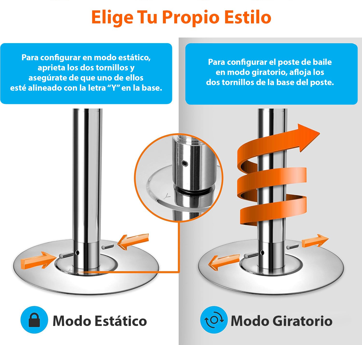 SereneLife extension barra de baile 10" Tubo pole dance Profesional Portatil Extraible