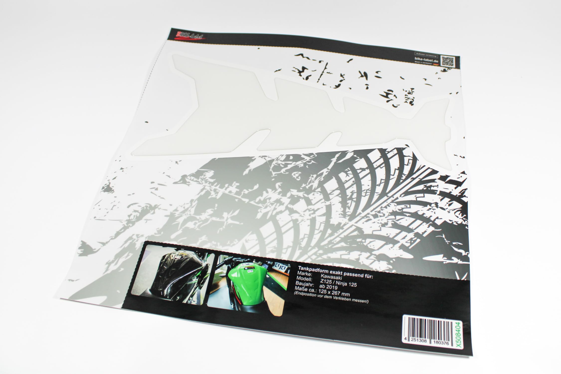 Tankpad Seiten-Tankpad Transparent Aufkleber kompatibel für Kawasaki Z125 X850053