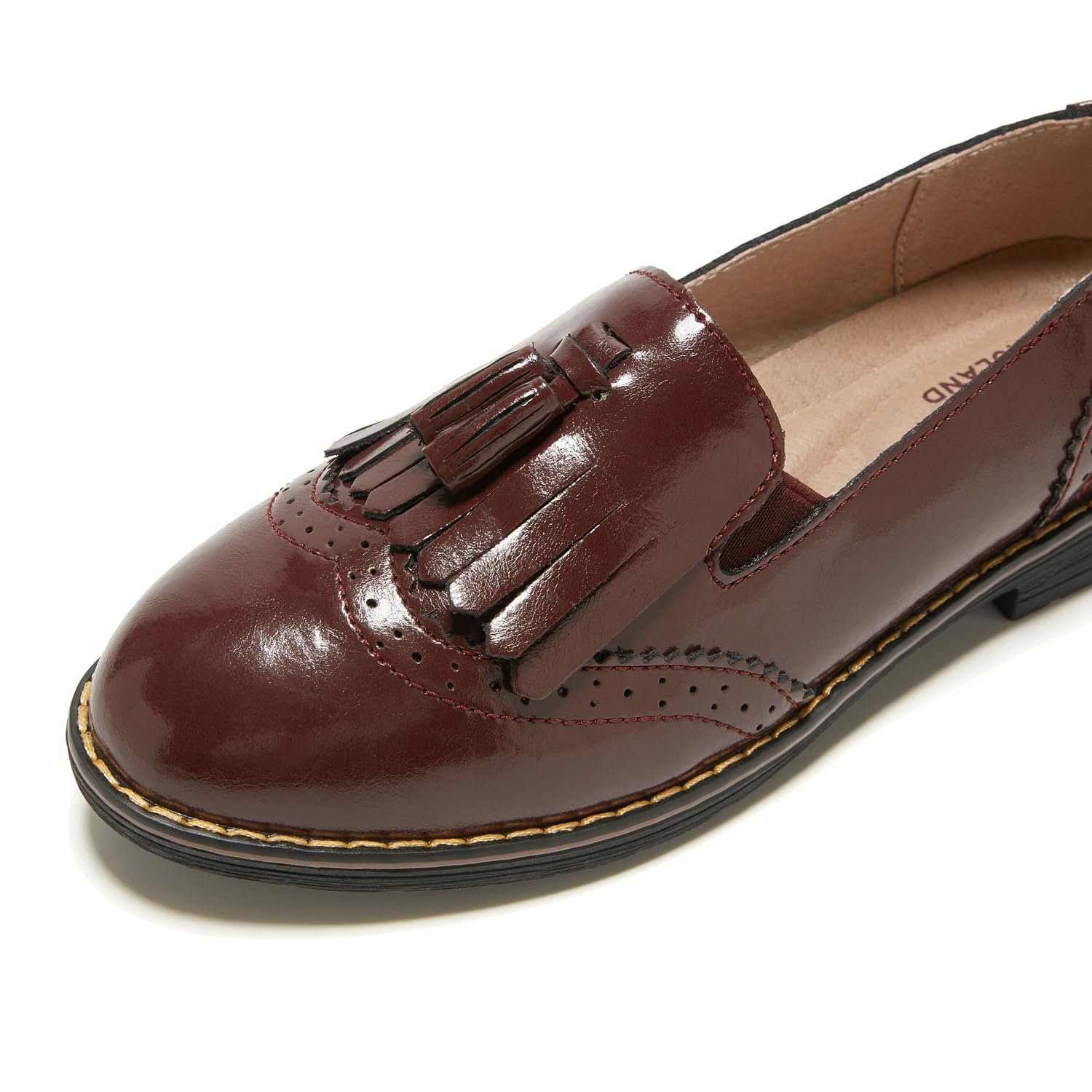 TRULAND Women’s Leather Penny Loafers – Slip On Wingtip Oxfords Tassel Loafers Comfortable Casual Dressy Shoes for Office Work