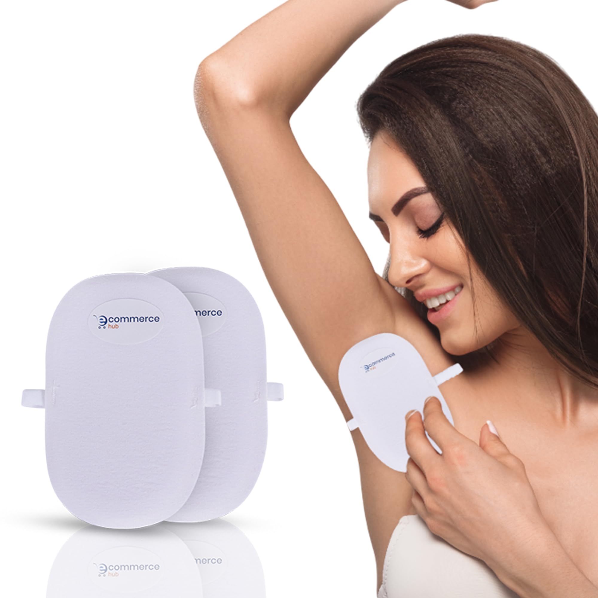 EcommerceHub Reusable Washable Underarms Sweat Pads, Unisex, Underarm Armpit Sweat Guard Pads, Prevent Stain On Underarms Cloth, 1 Pair, White Color