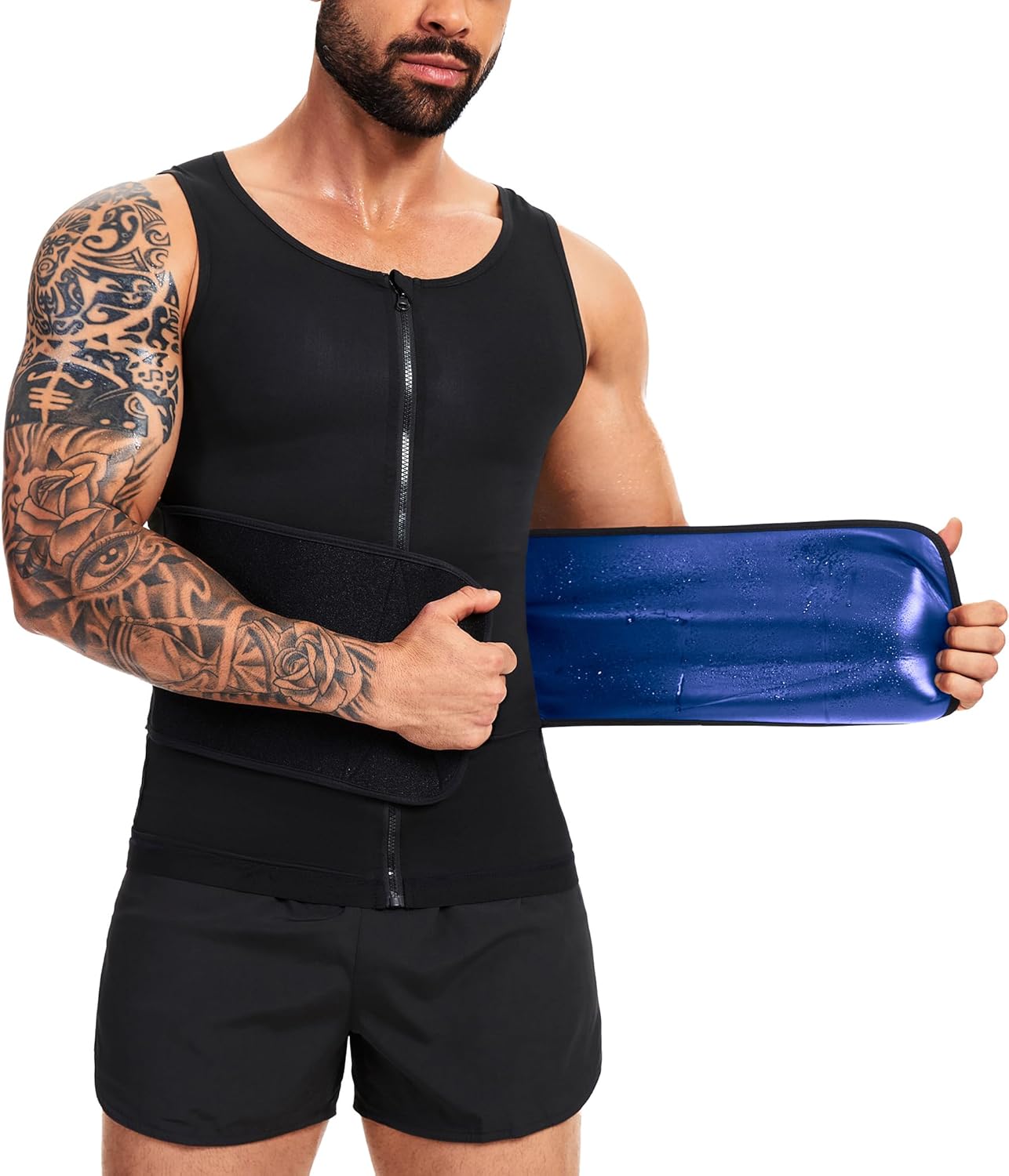 Sauna Vest for Men Waist Trainer Sauna Shirt for Men Zipper Sweat Belt Tank Top for Belly Fat