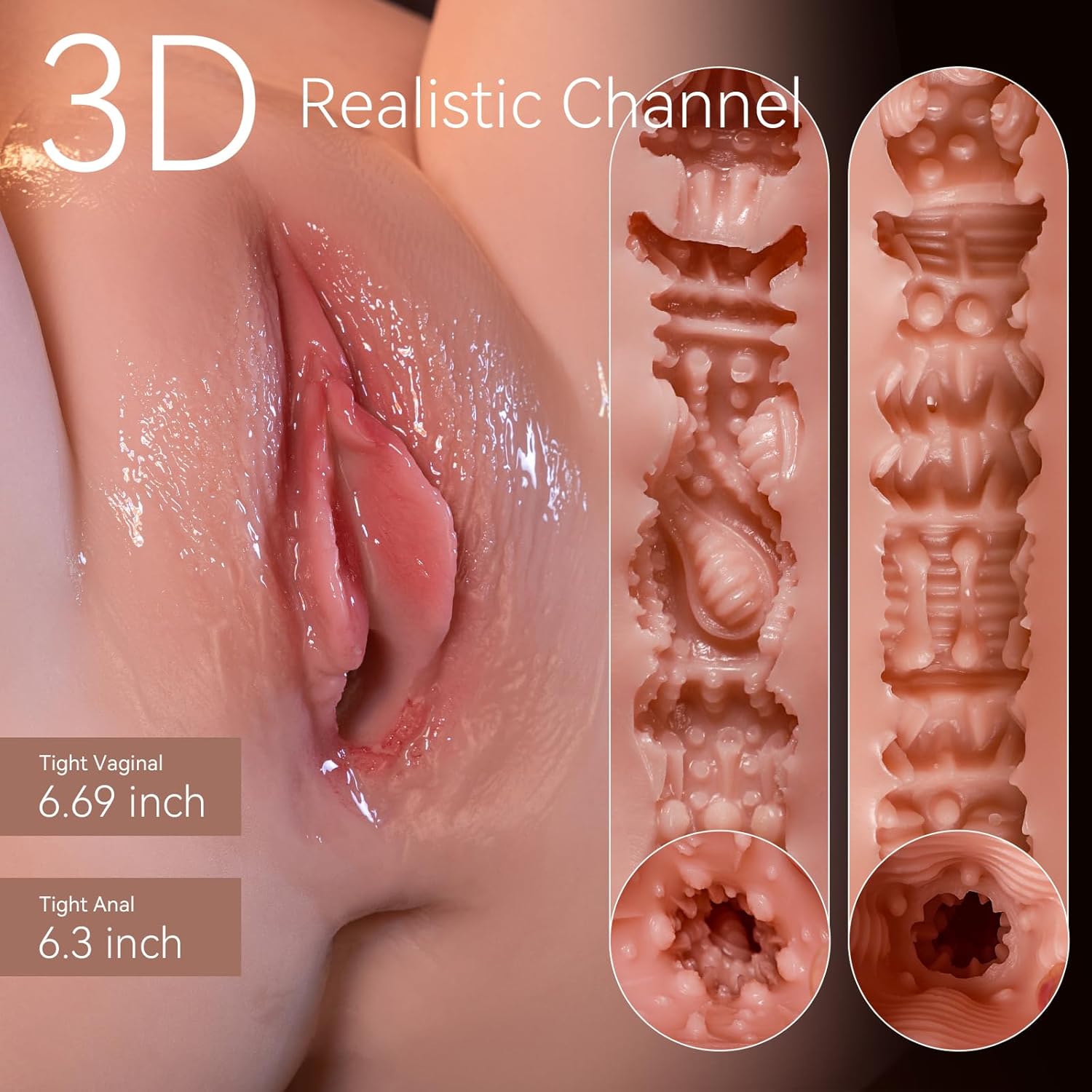 35LB Lifelike Life-Size Sex Doll Male Sex Toys, Realistic Female Torso for Men with Big Boods & Plump Ass, Dual Channels Built-in Skeleton Adult Toys for Men Including Cleaning Storage Kit