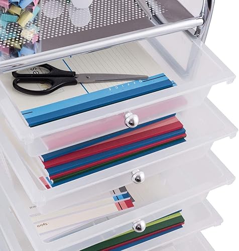 Miniatura 5 de ReunionG Carrito de almacenamiento de 10 cajones, carrito con cajones rodantes, carrito organizador móvil, organizador de papel para álbumes de