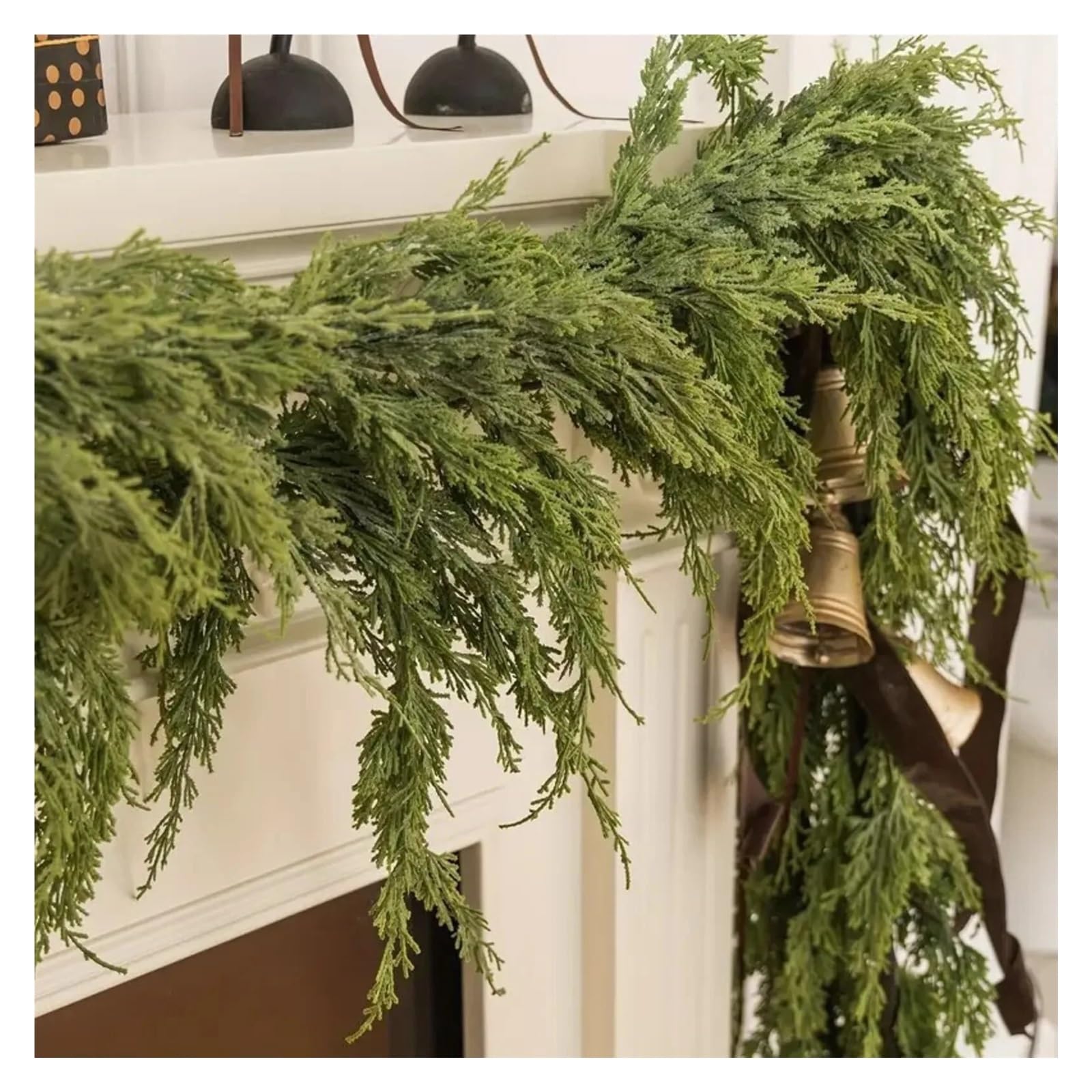 Künstliche Weihnachtsgirlande – Zedern-, Kiefern- und Zypressenranken for Treppen, Kaminsims und Tischdekoration(180cm)