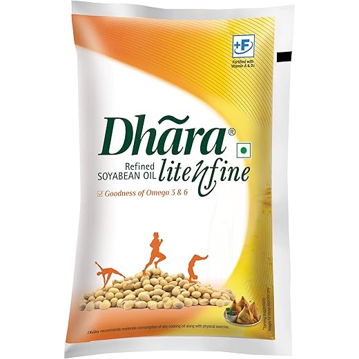 Dhara Lite n Fine Refined Soyabean Oil, 840 Gms/1 Litre(Weight may vary)