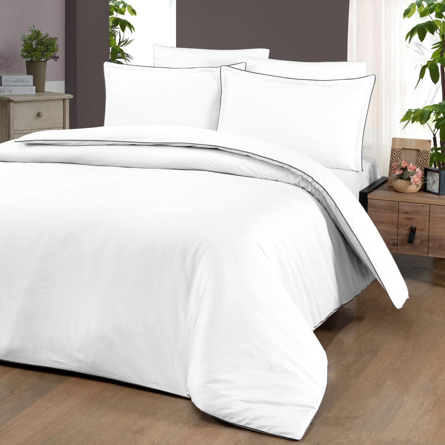 Parure de lit en satin de coton blanc pour des nuits fraîches et élégantes