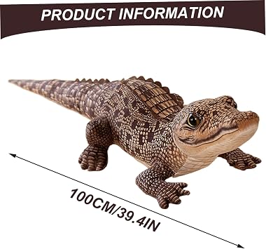 Alligator Plush Toy – Large Jumbo Crocodile Stuffed Animal, 39.4 Inch Lifelike Soft Plushie for Boys Girls Kids Room Decor, Brown