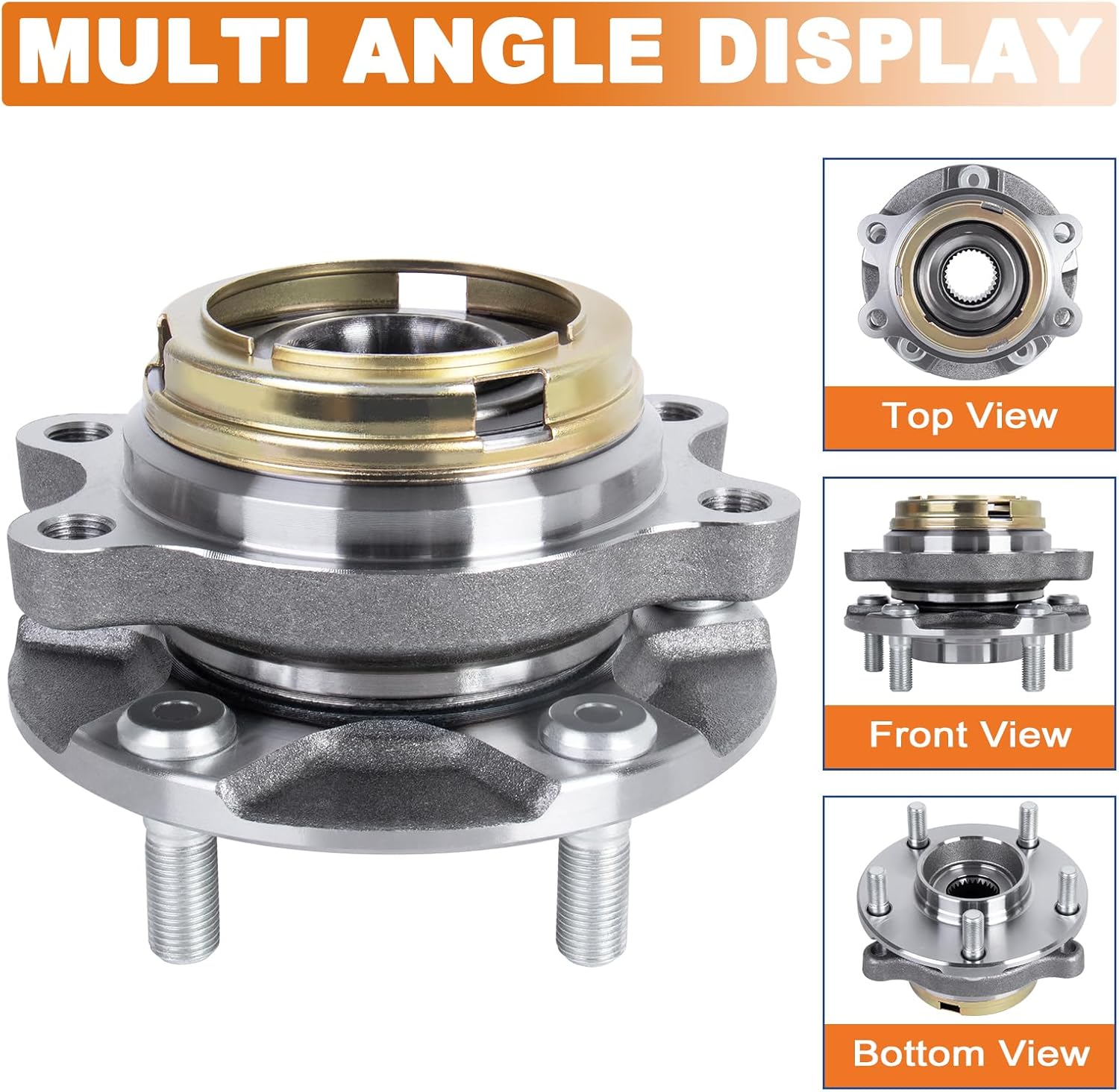 513294 Pair Front Wheel Hub Bearing Assembly Compatible with Nissan Altima 2007 2008 2009 2010 2011 2012 2.5L 4-Cylinder Models Only 5Lugs w/ABS - Image 2