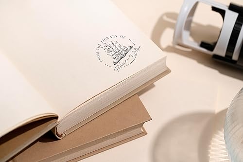 Miniatura 4 de Stamp By Me - Grabador de libros personalizado  Grabador automático  Sello de libro personalizado  Diseño floral de sello de biblioteca