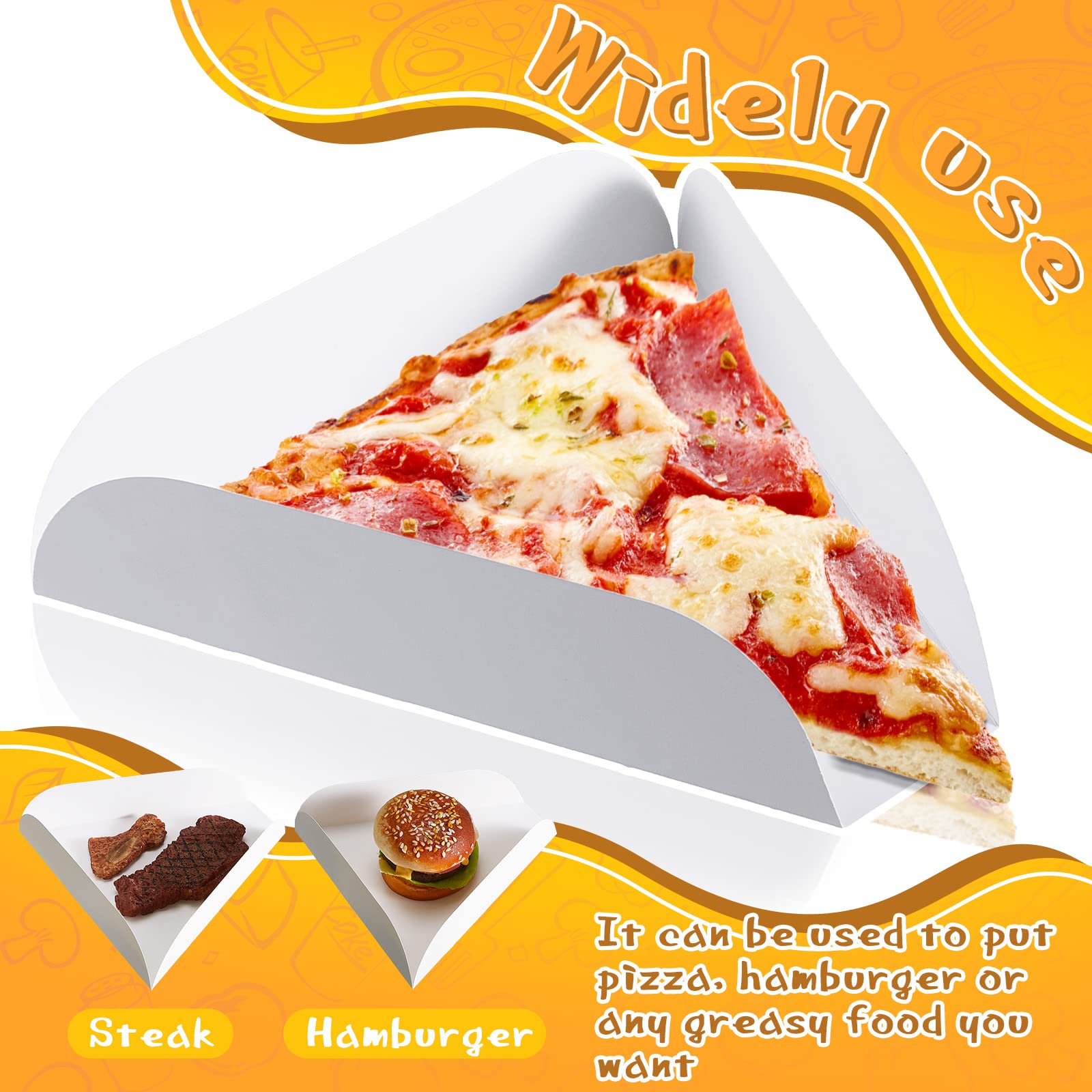 100 bandejas de cartón blanco para rebanadas de pizza de 8-1/10 x 8-1/10 pulgadas, recipiente para rebanadas de pizza para cumpleaños, boda, fiesta, suministros de películas, bandejas de aperitivos 6