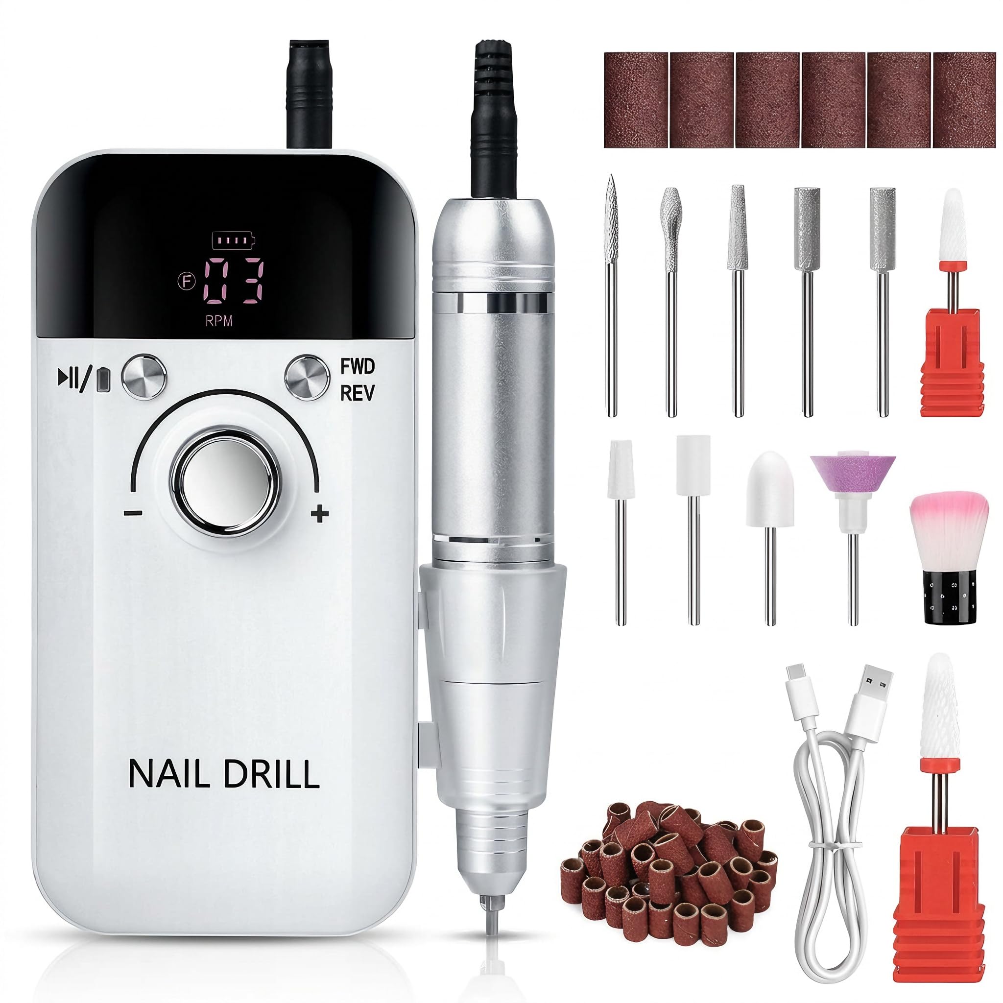 Torno para Uñas Profesional, 45000 RPM Lima Uñas Electrica, Nail Drill