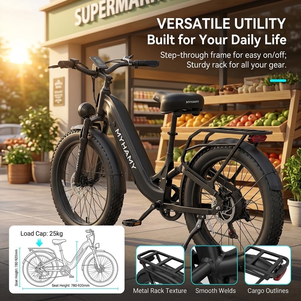 Electric Bike for Adults, 2000W Peak Motor 48V 18AH Battery Ebike 40-80Miles, 24/26" Fat Tires Full Suspension Electric Mountain Bike for Off Road Commuting Beach