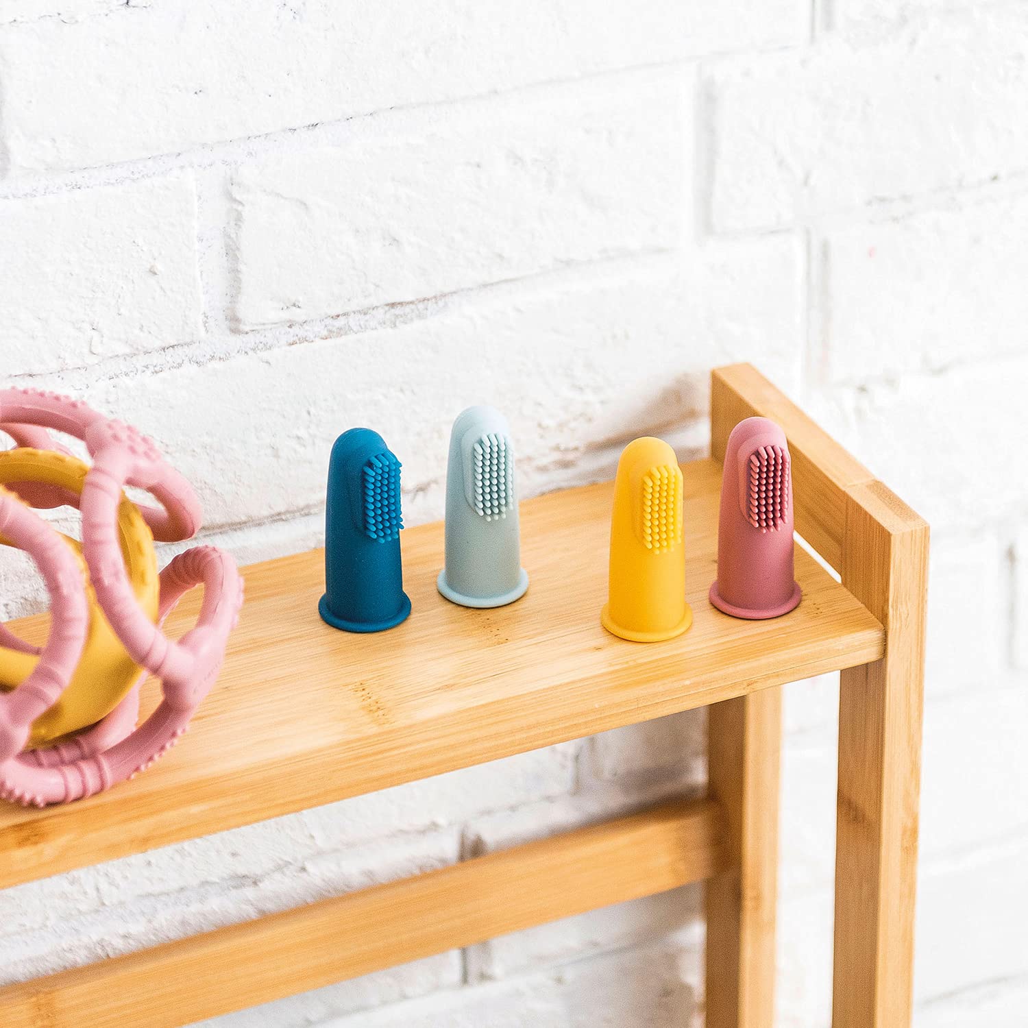 Nattou Set di 2 spazzolini da denti per bambini blu petrolio e blu acqua