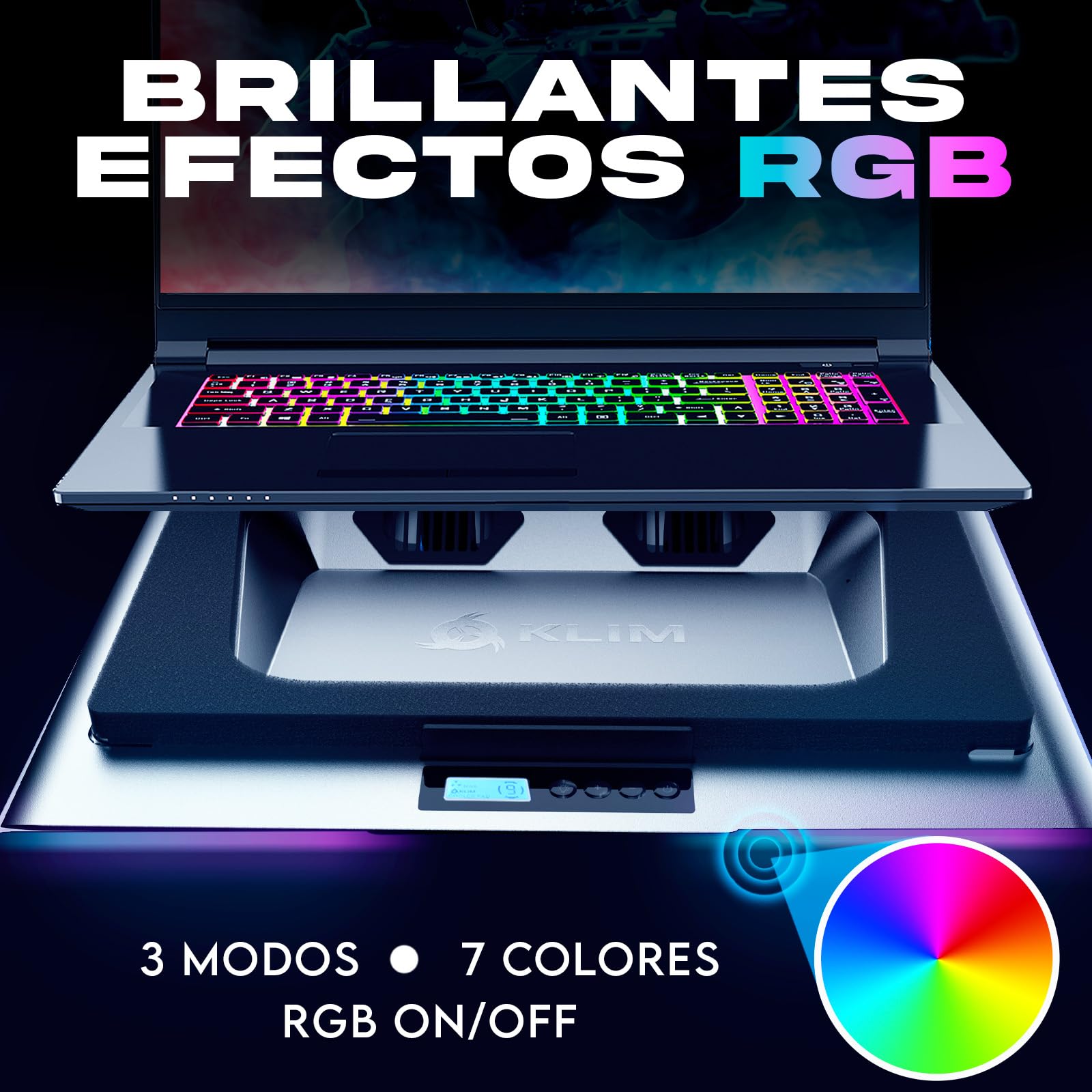 KLIM Everest Base de refrigeración para portátiles | 2 Ventiladores Turbo de 4300 RPM para un Rendimiento máximo | Evita el sobrecalentamiento y Protege tu portátil Gaming | De 14 a 17" | Nuevo 2024