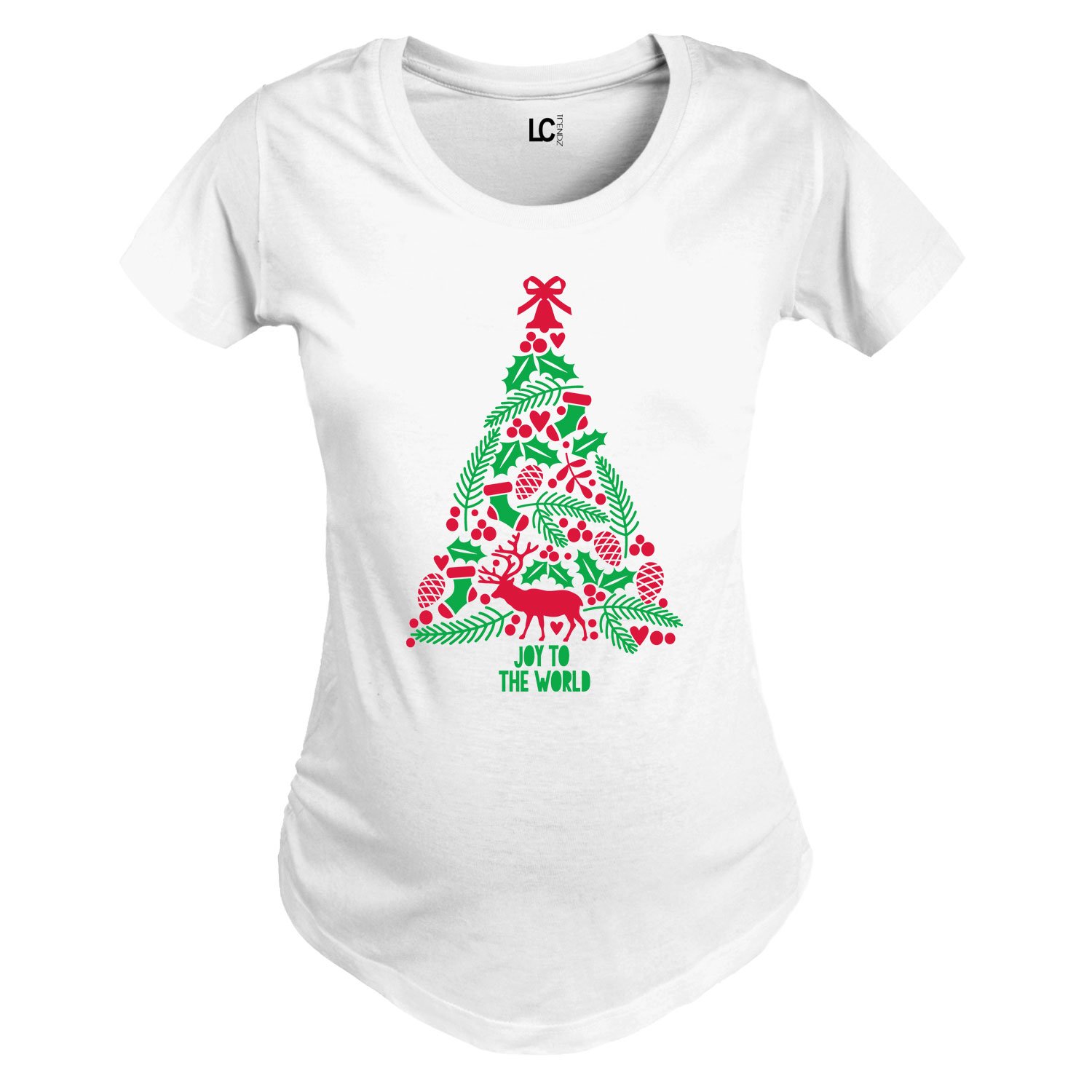 Bloom Maternity - Joy to The World Christmas Tree - Maternity Scoop Neck T-Shirt