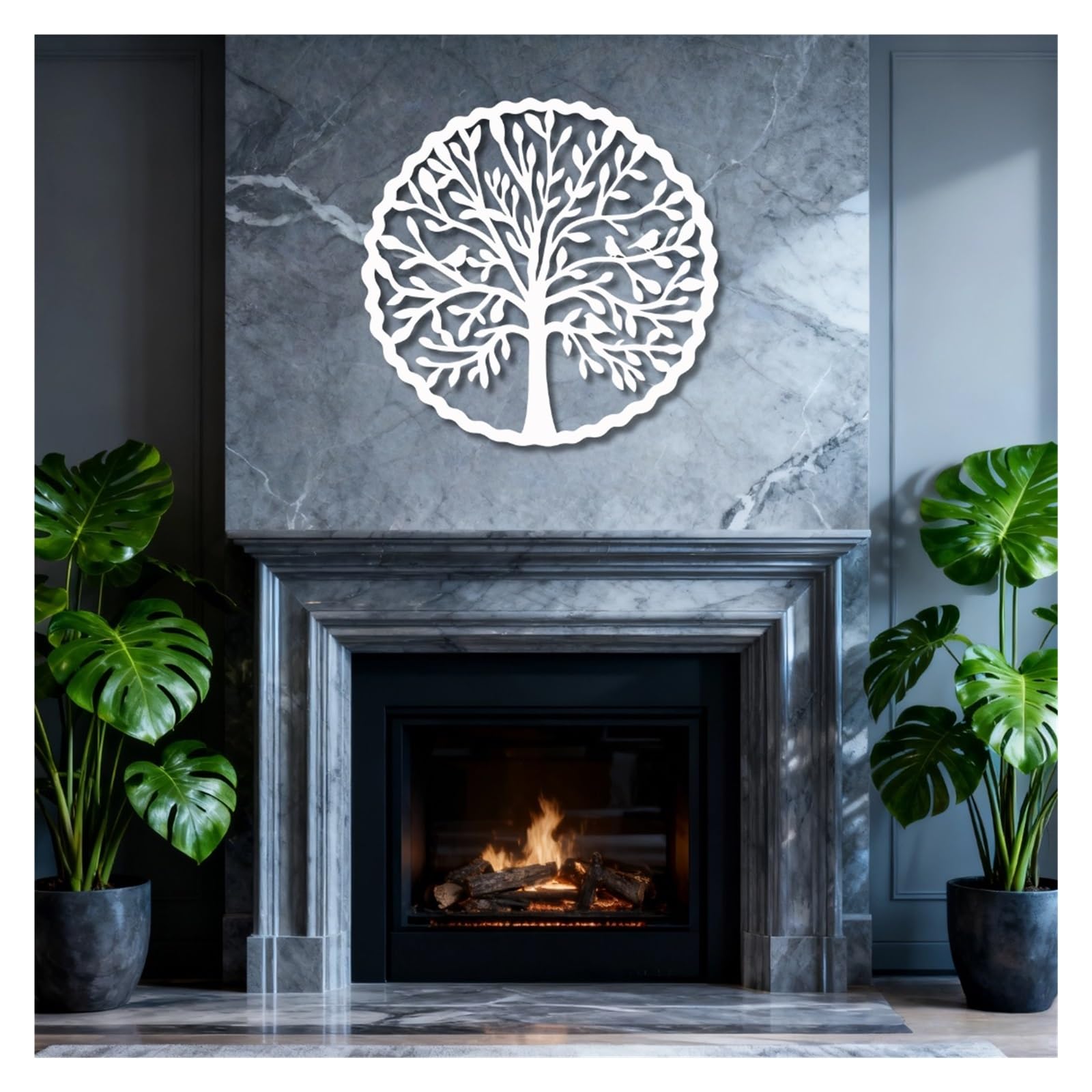 Arte de Pared de árbol de la Vida de Metal Negro, árbol genealógico de Metal, decoración de Pared para Interiores y Exteriores, Escultura Moderna Decorativa de árbol de la Vida para Sal