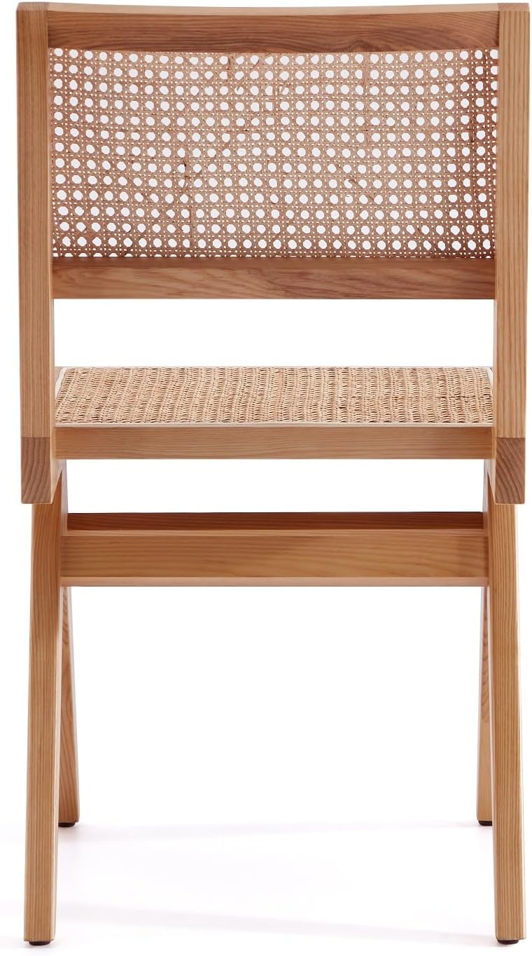 Manhattan Comfort Hamlet Rattan Wicker Cane Side Outdoor Dining Chair for Dining Room, Patio, Restaurant, Bistro, Cafe and Pub, Set of 2, Natural