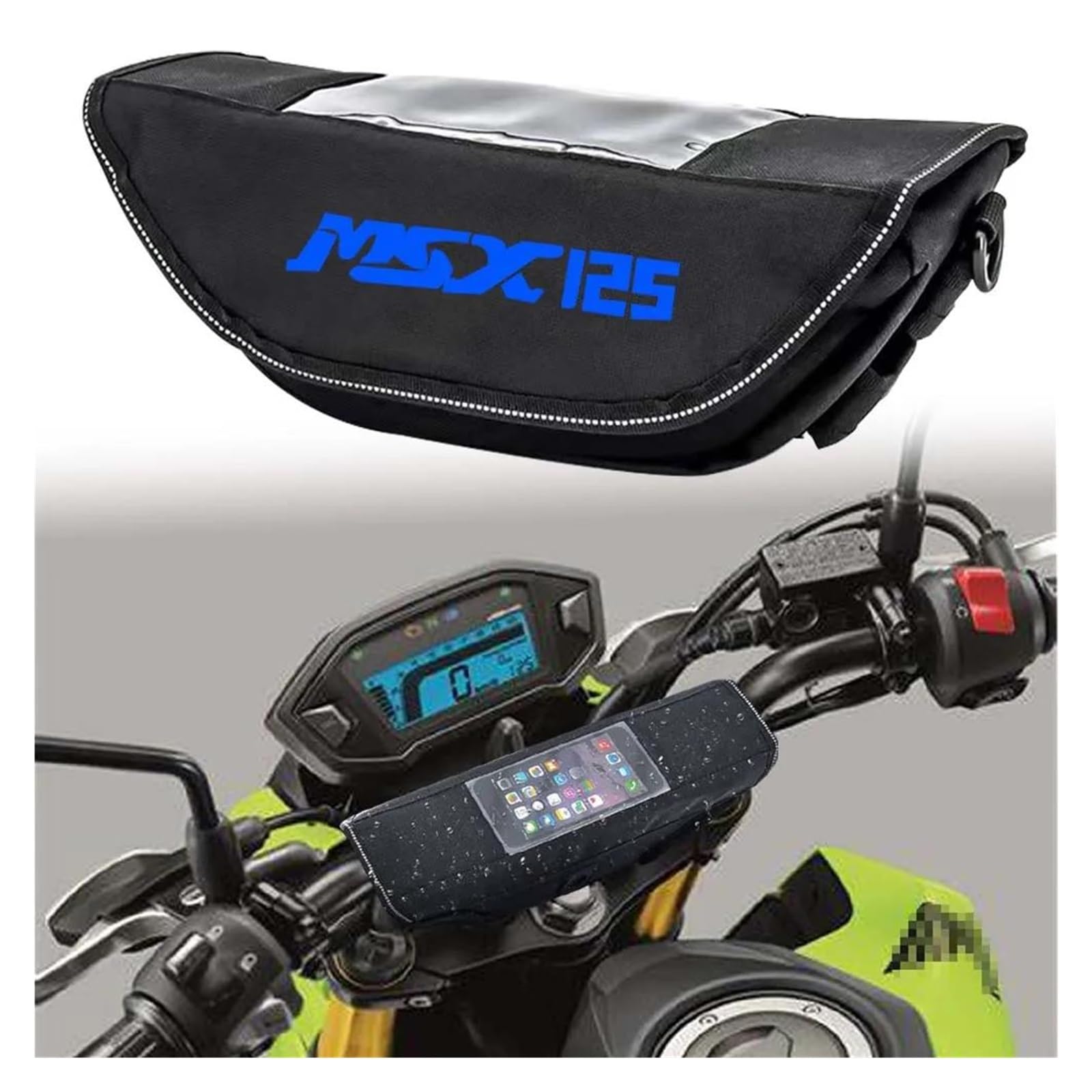 Borsa Manubrio Moto Borsello Manubrio per Grom Msx125 per Grom125 per Grom Borsa da Manubrio Impermeabile per Moto(A)