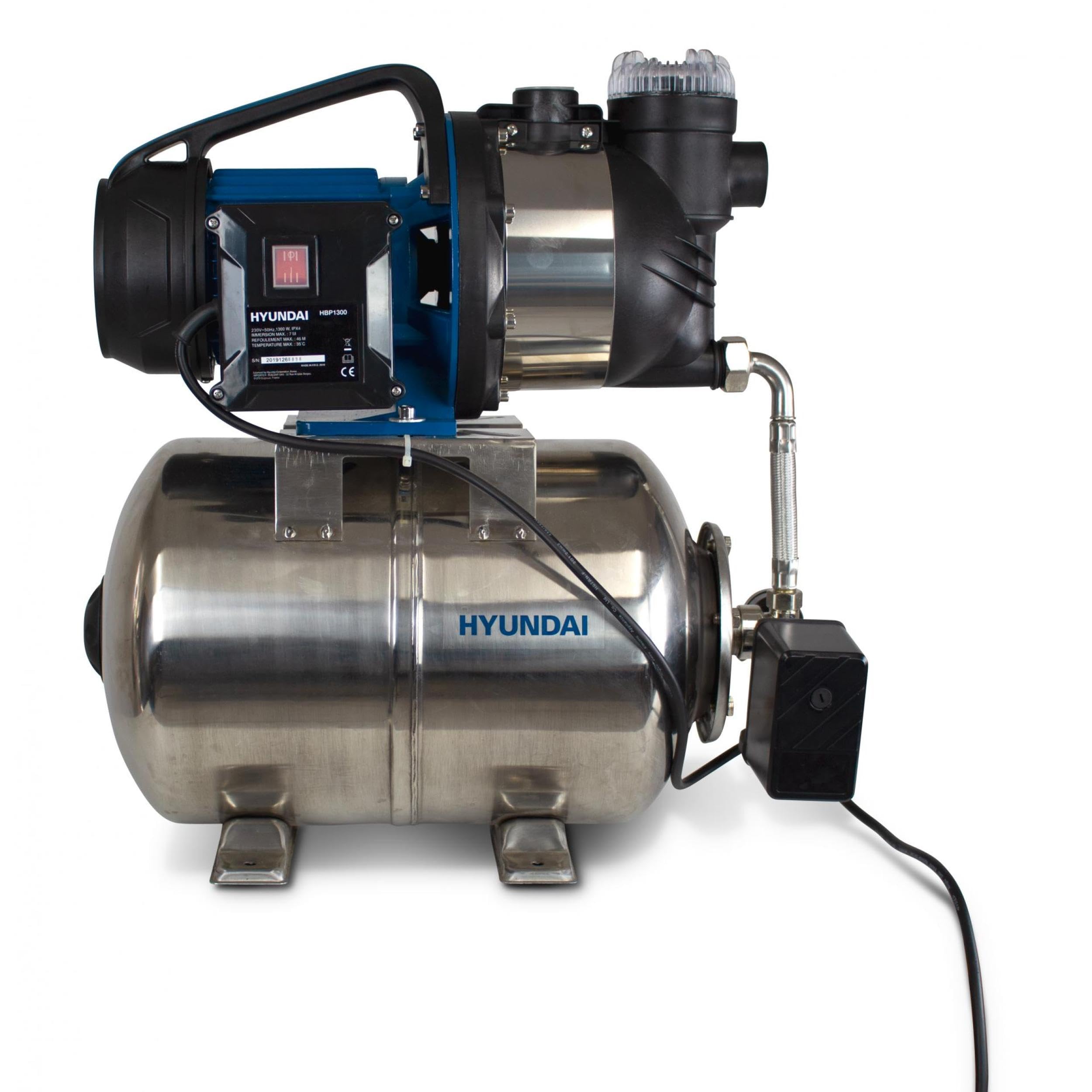HYUNDAI HBP1300 Surpresseur 1300 W 24 L 4500 L/h Moteur induction Eaux claires