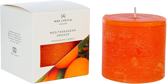 WAX LYRICAL Scented Pillar Candle Meditteranean Orange. Burn Time Approx 60 Hours