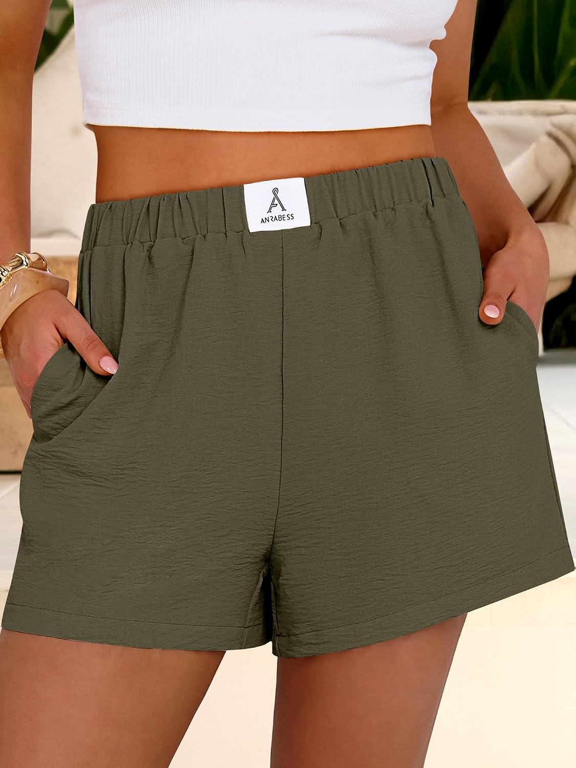 ANRABESS Shorts for Women Summer Beach Cover Ups Casual High Waist Flowy Wide Leg 2026 Spring Vacation Lounge Shorts