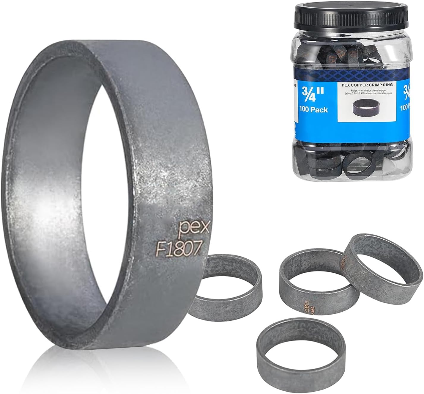 200 Pieces HeSun 3/4-Inch Bottled PEX Copper Ring, PEX-B Crimp Ring, Black-Oxidized Surface(CLAMP025-200)