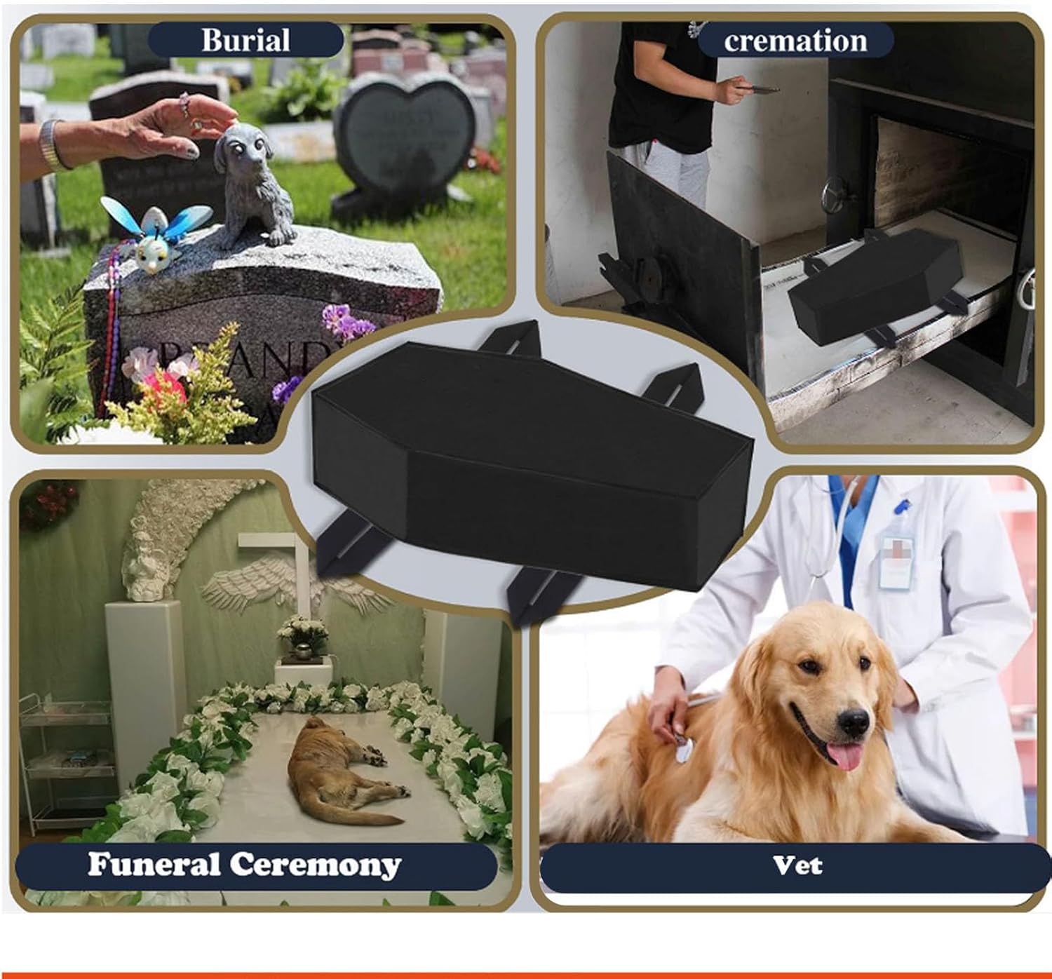 Rosvola Pet Casket Burial Bag, Pet Casket Body Bag, Dog Cremation Bag, Pet Burial with Decency and Dignity Cremation Casket for Dogs Cats and Animals (S)