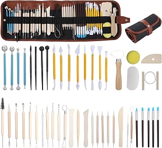 48Pcs Pottery Clay Tools Sculpting, All-Rounder Polymer Ceramic Tools for Pottery Handmade, Clay Sculpting Tool with Storage Bag for DIY Arts & Crafts
